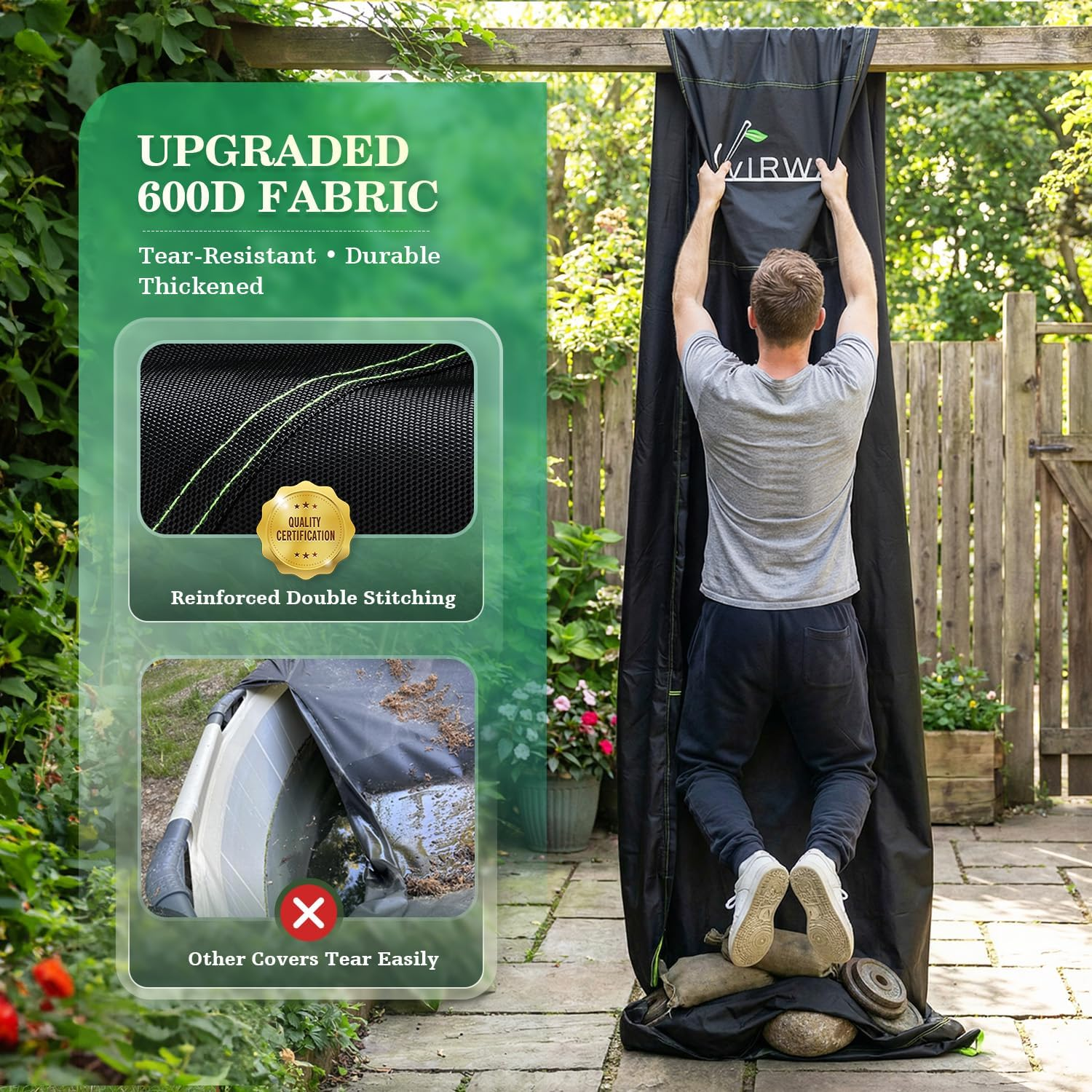 12ft Round Pool Cover 600D with Drawstring