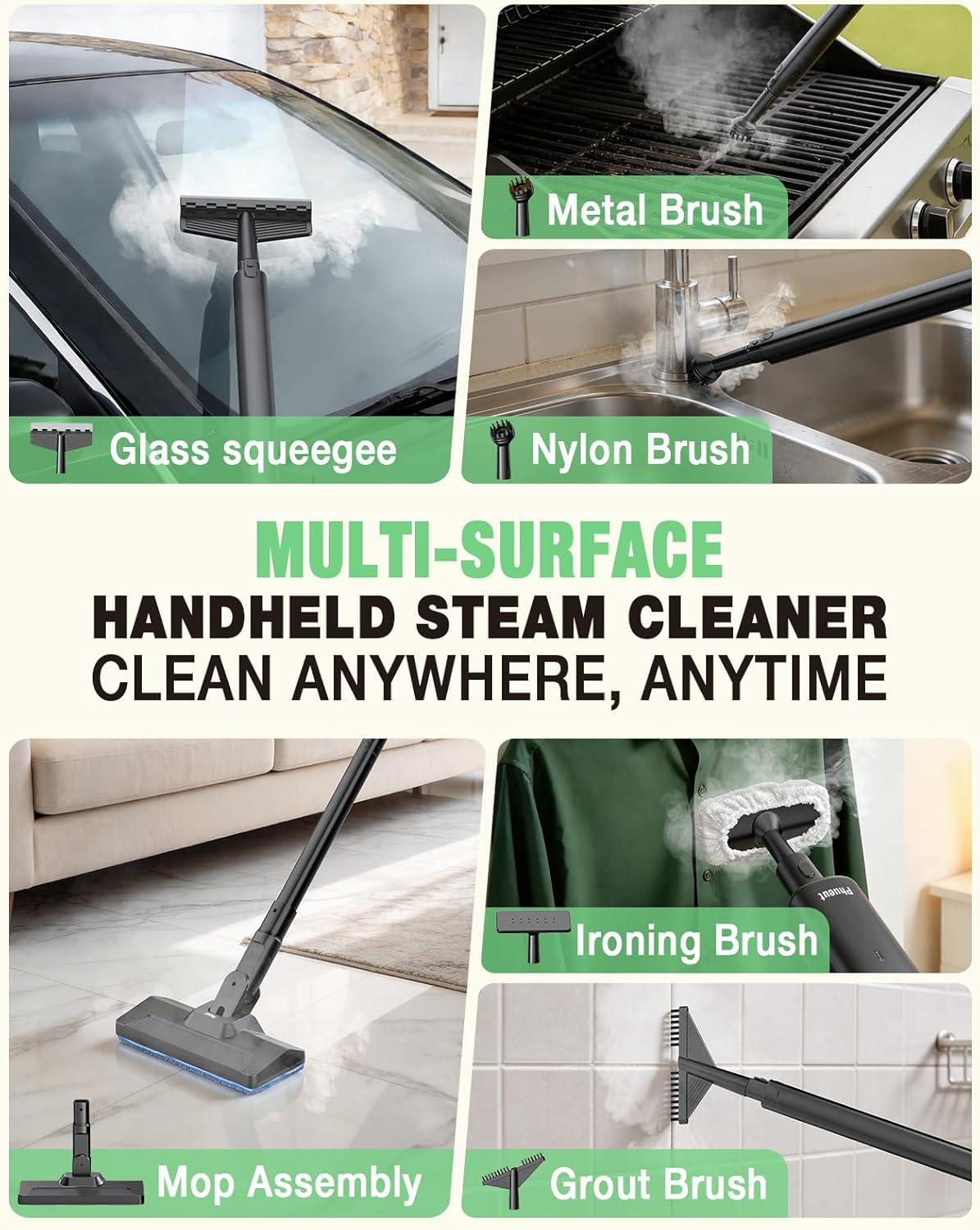 14-in-1 Heavy Duty Steam Mop & Handheld Steam Cleaner
