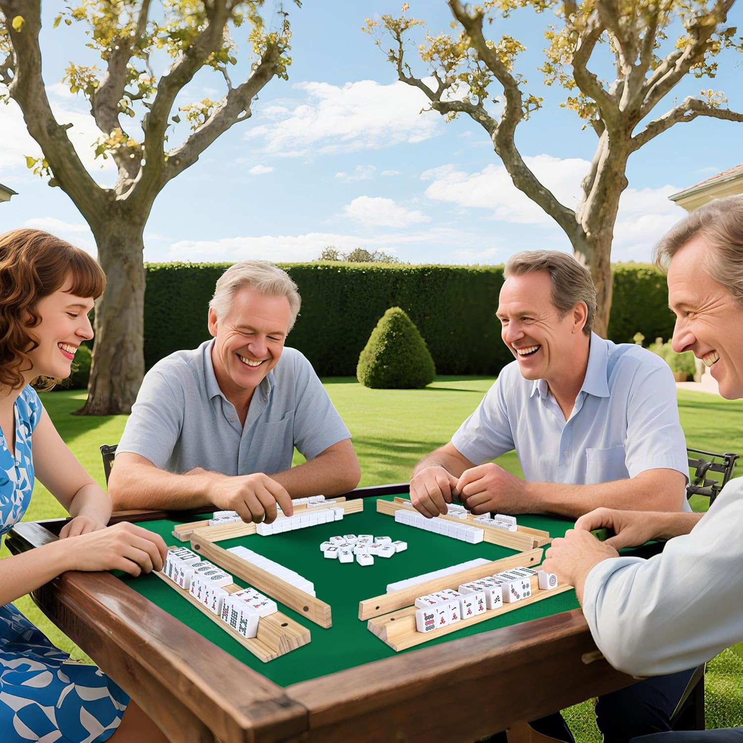 Upgraded Mahjong Racks with Pushers Set of 4