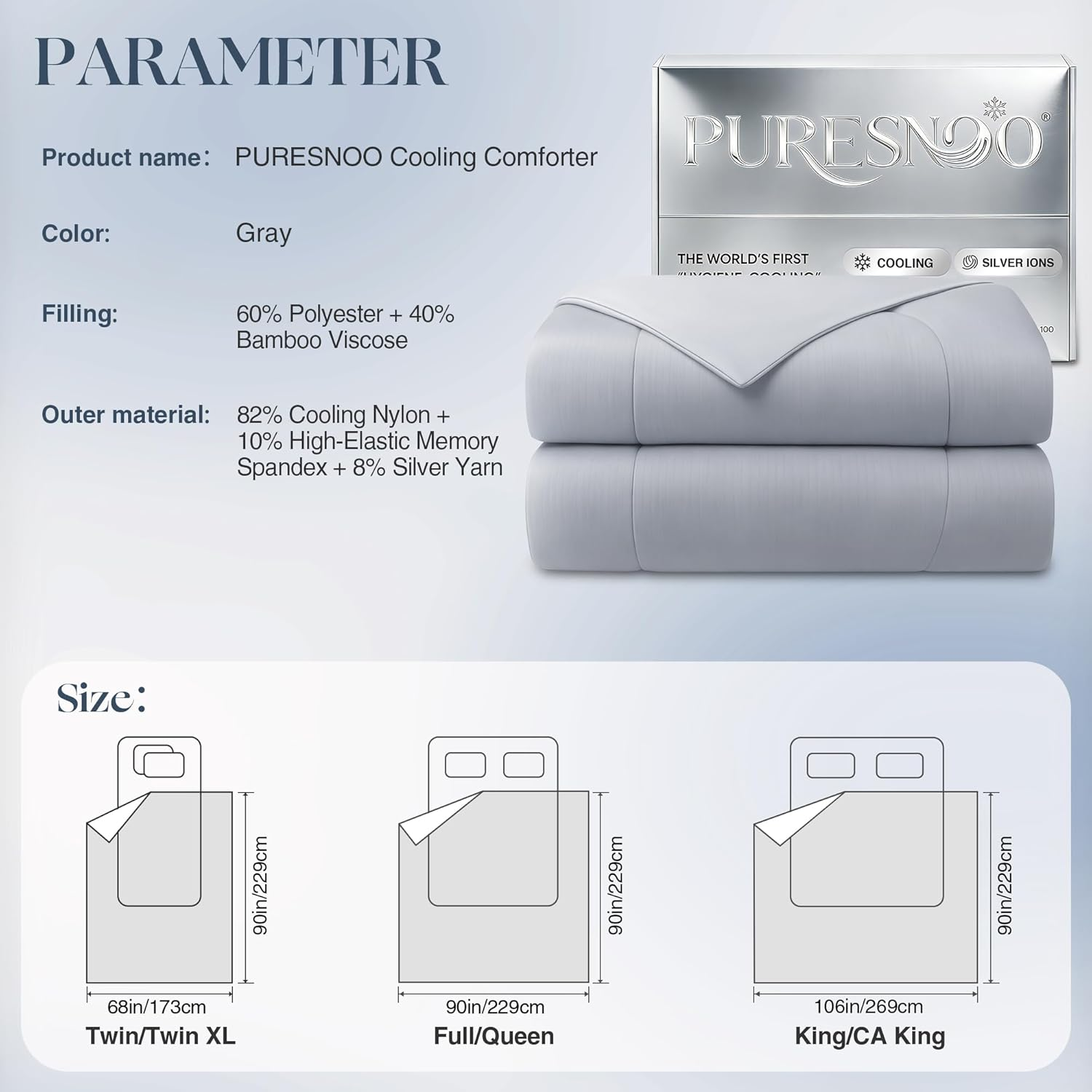 Puresnoo Silver Cooling Comforter | All Season