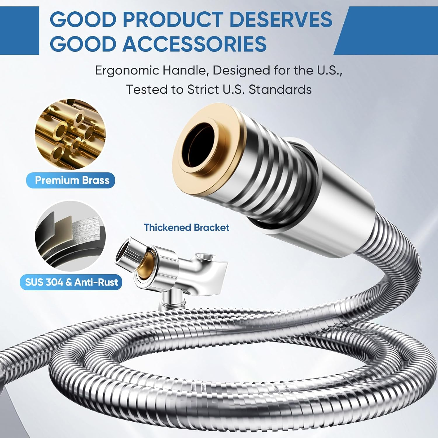 High Pressure Handheld Shower Head 8 Modes Silver