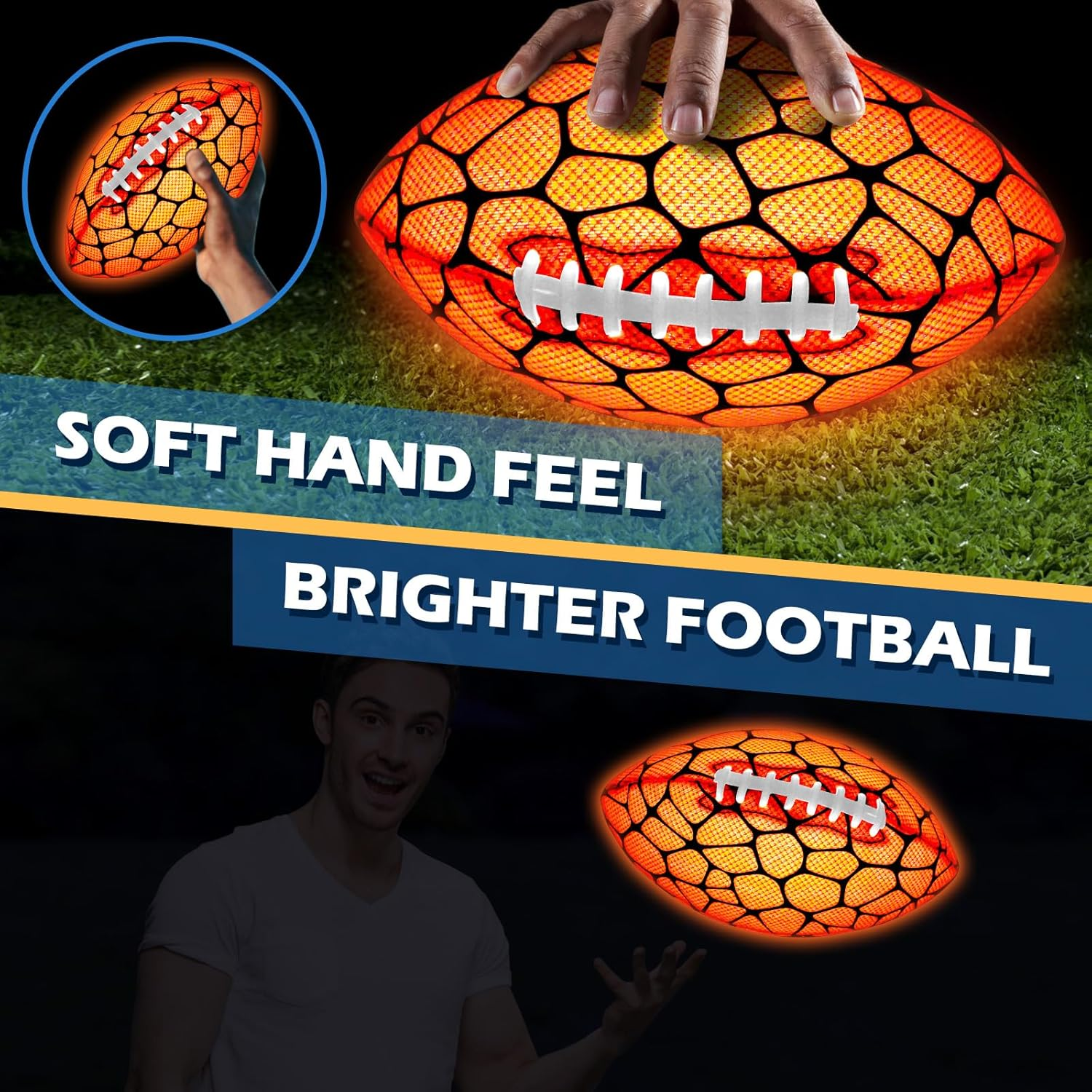 Light Up Football Toy Strong Grip Glow Dark