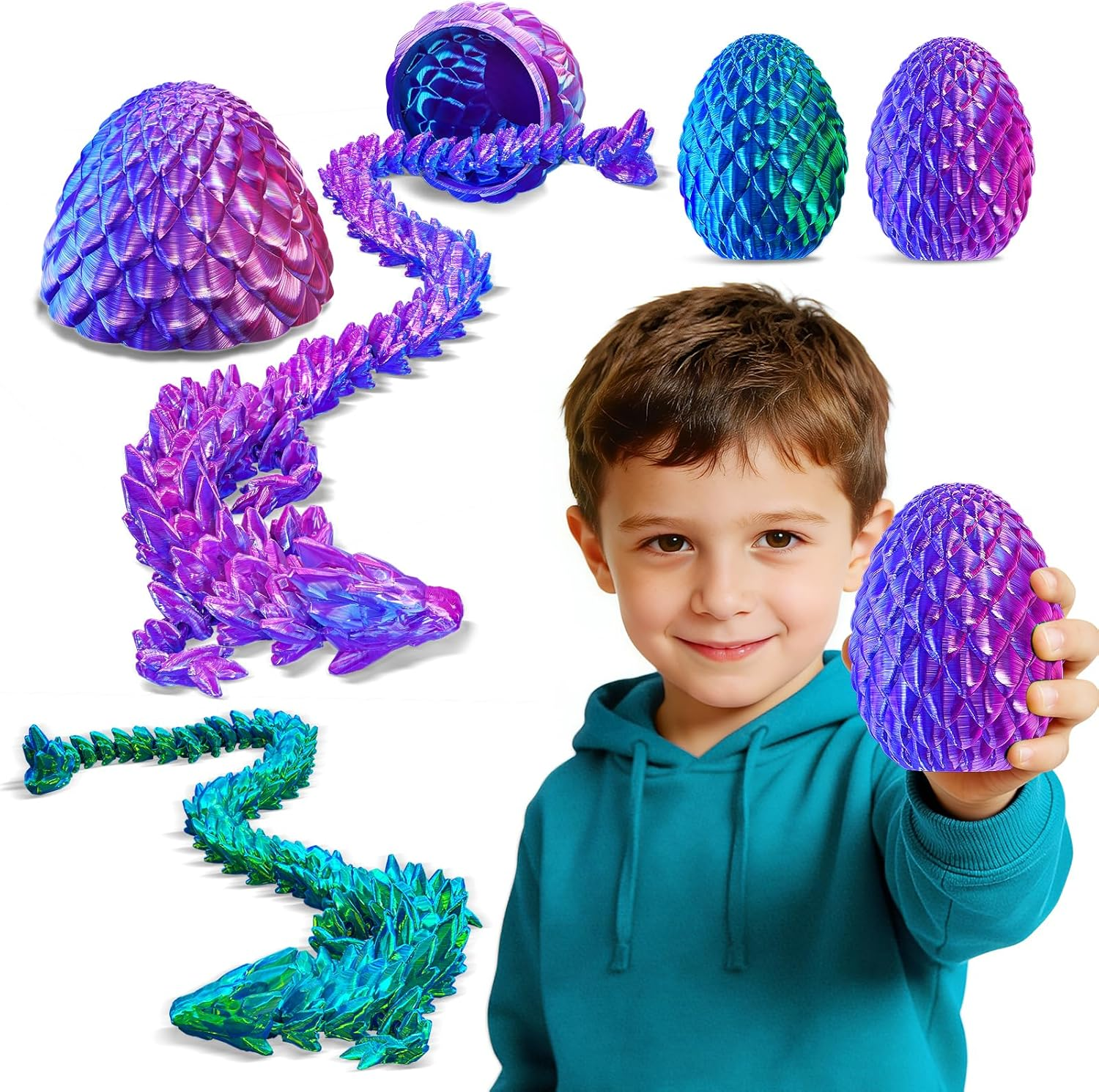 2 Pack 12in 3D Dragon with Egg Easter Basket Stuffer