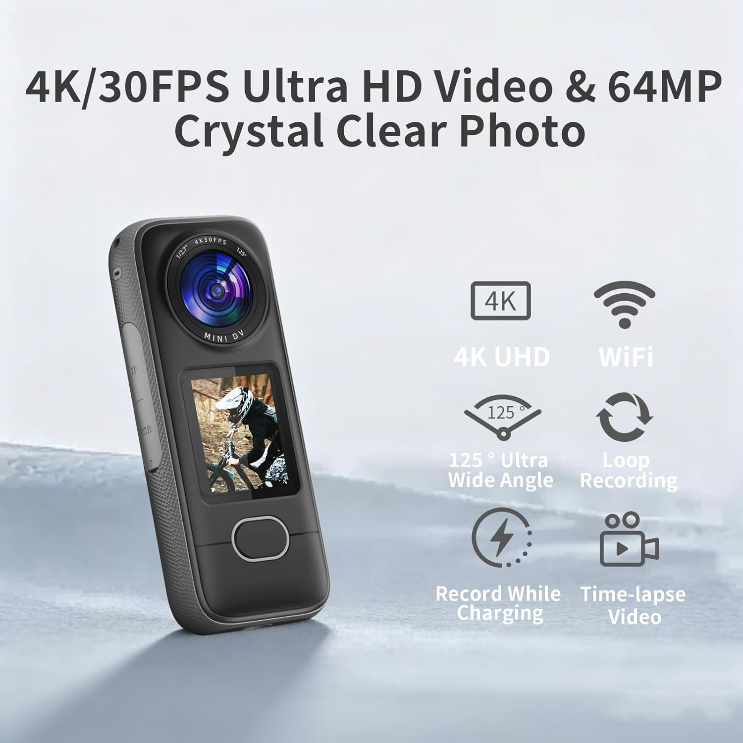 4K Action Camera IPX6 Waterproof WiFi 3.5Hr