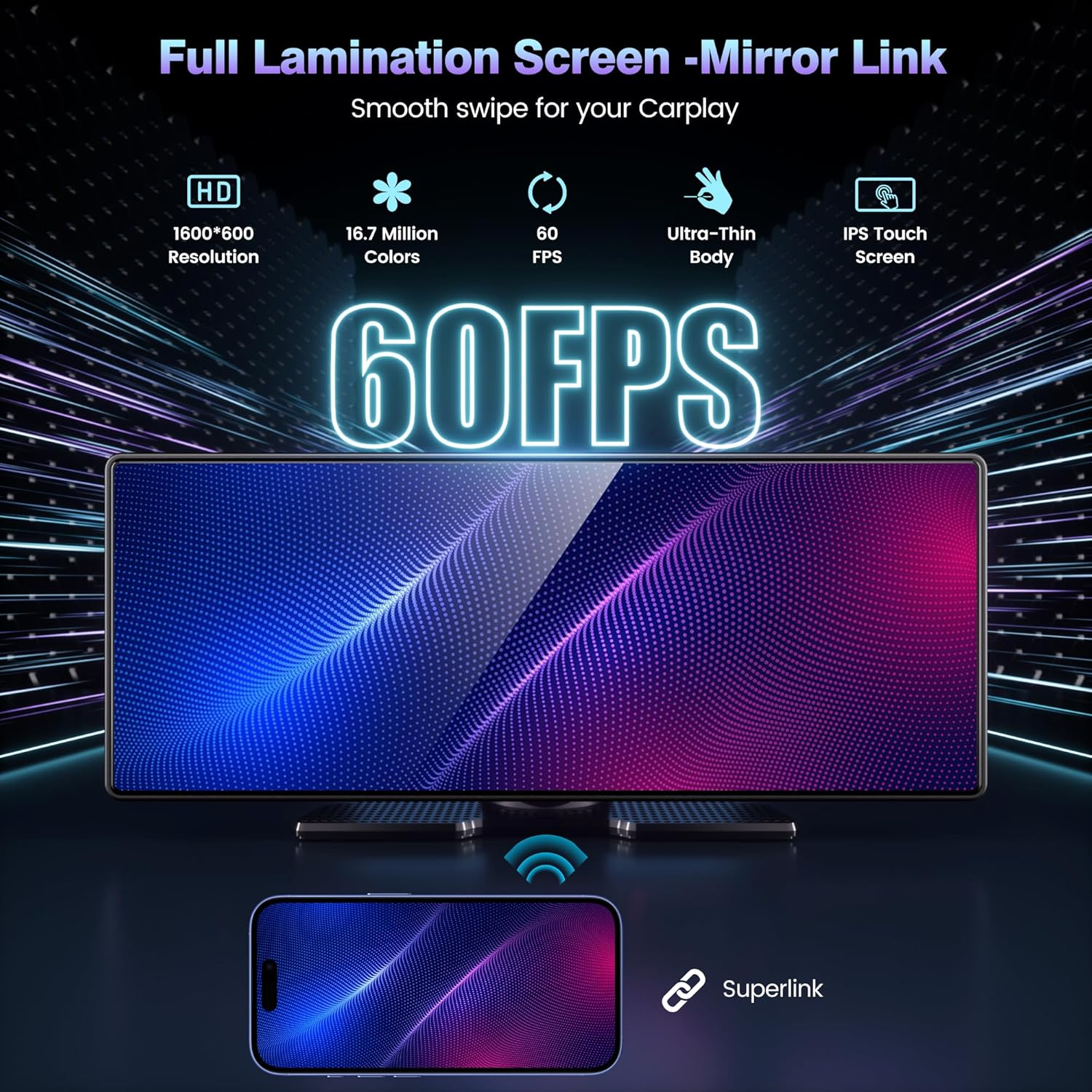 10.26in Wireless CarPlay Android Auto Screen 1080P