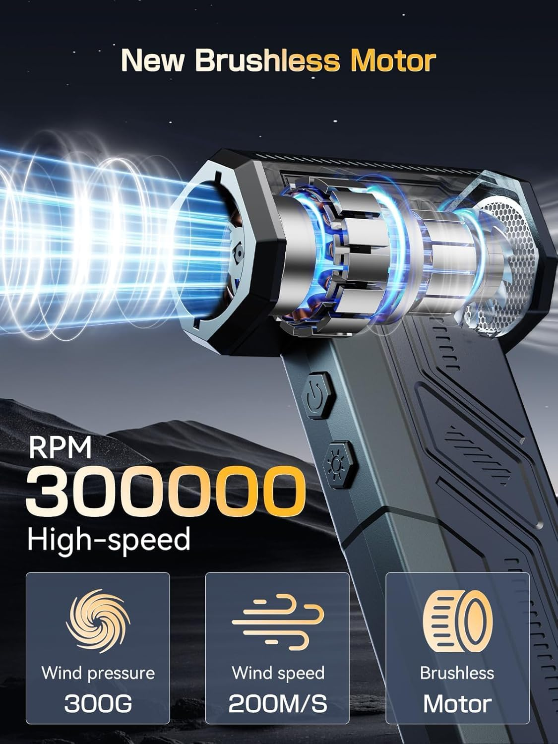 Electric Air Duster 200000RPM Rechargeable 4-Gear