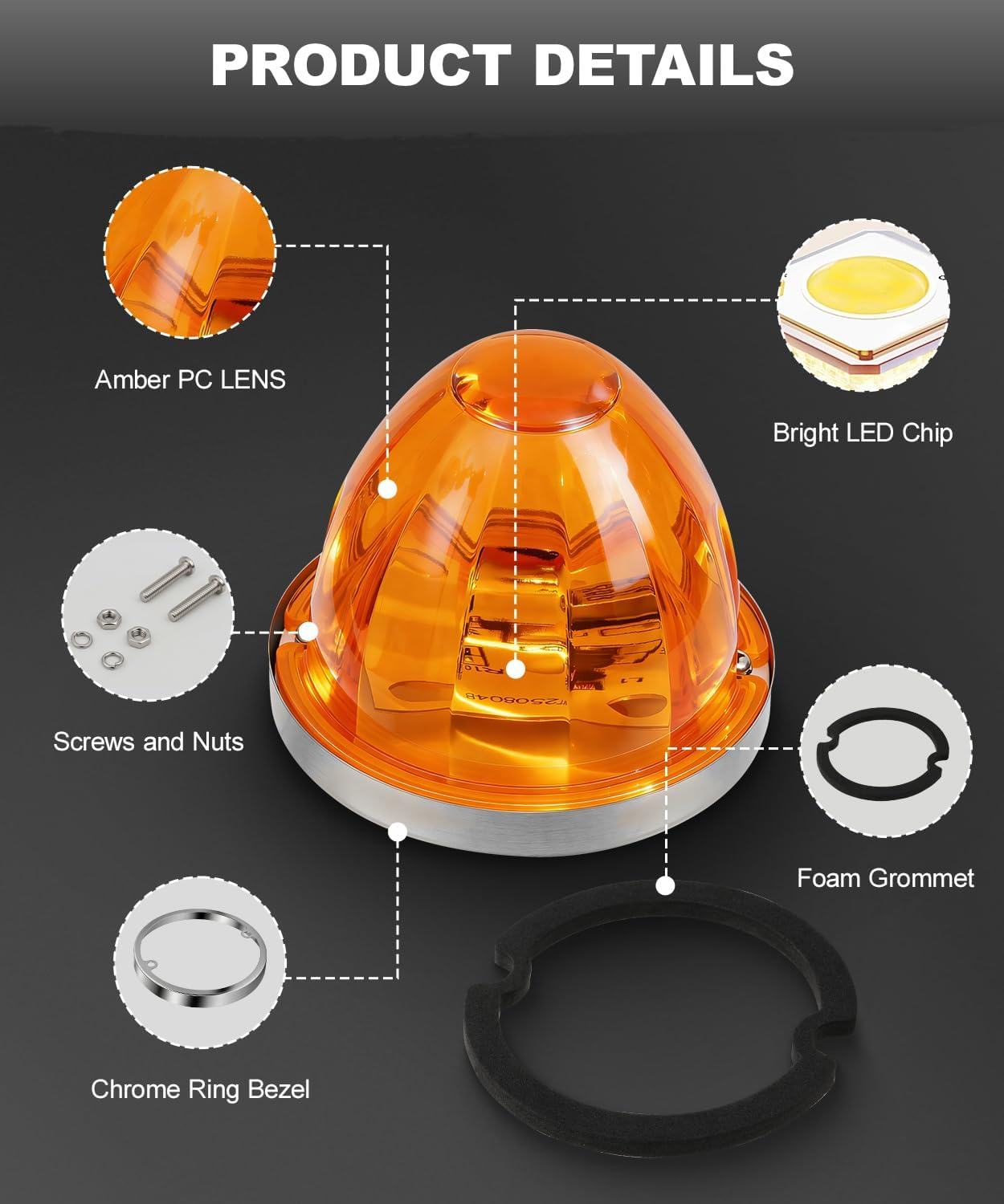 Amber Watermelon LED Side Marker Lights 2Pc Truck