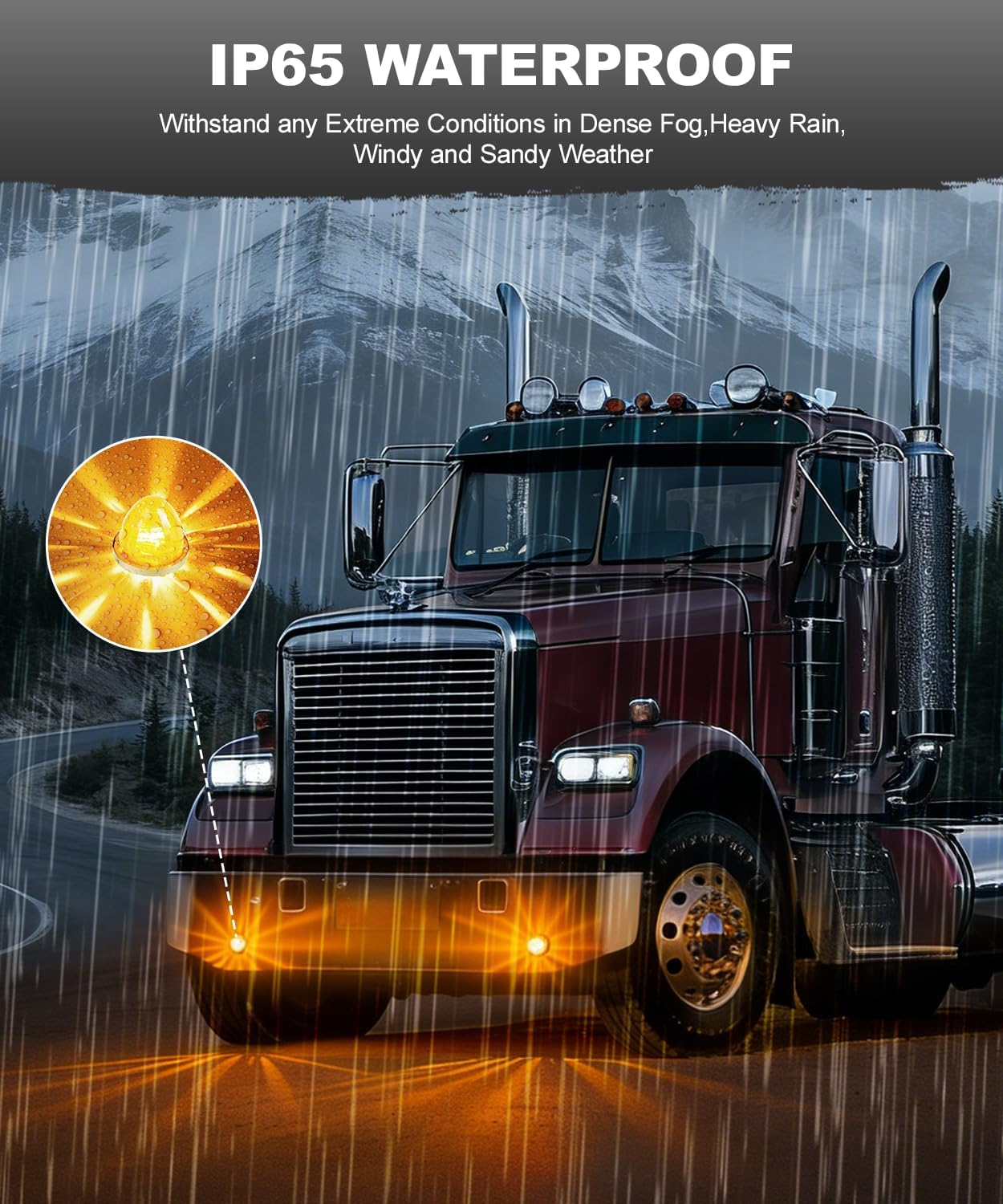 Amber Watermelon LED Side Marker Lights 2Pc Truck