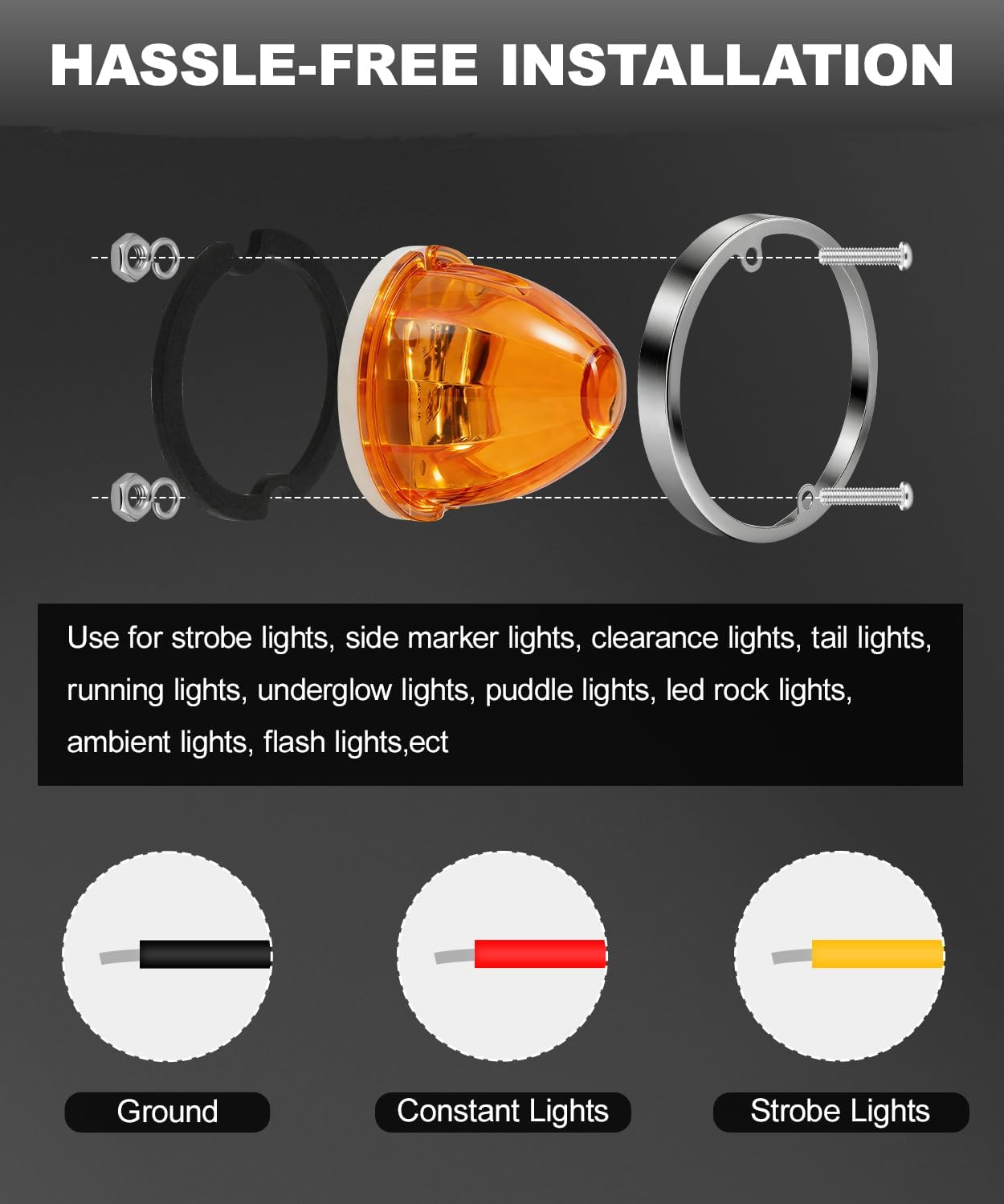 Amber Watermelon LED Side Marker Lights 2Pc Truck