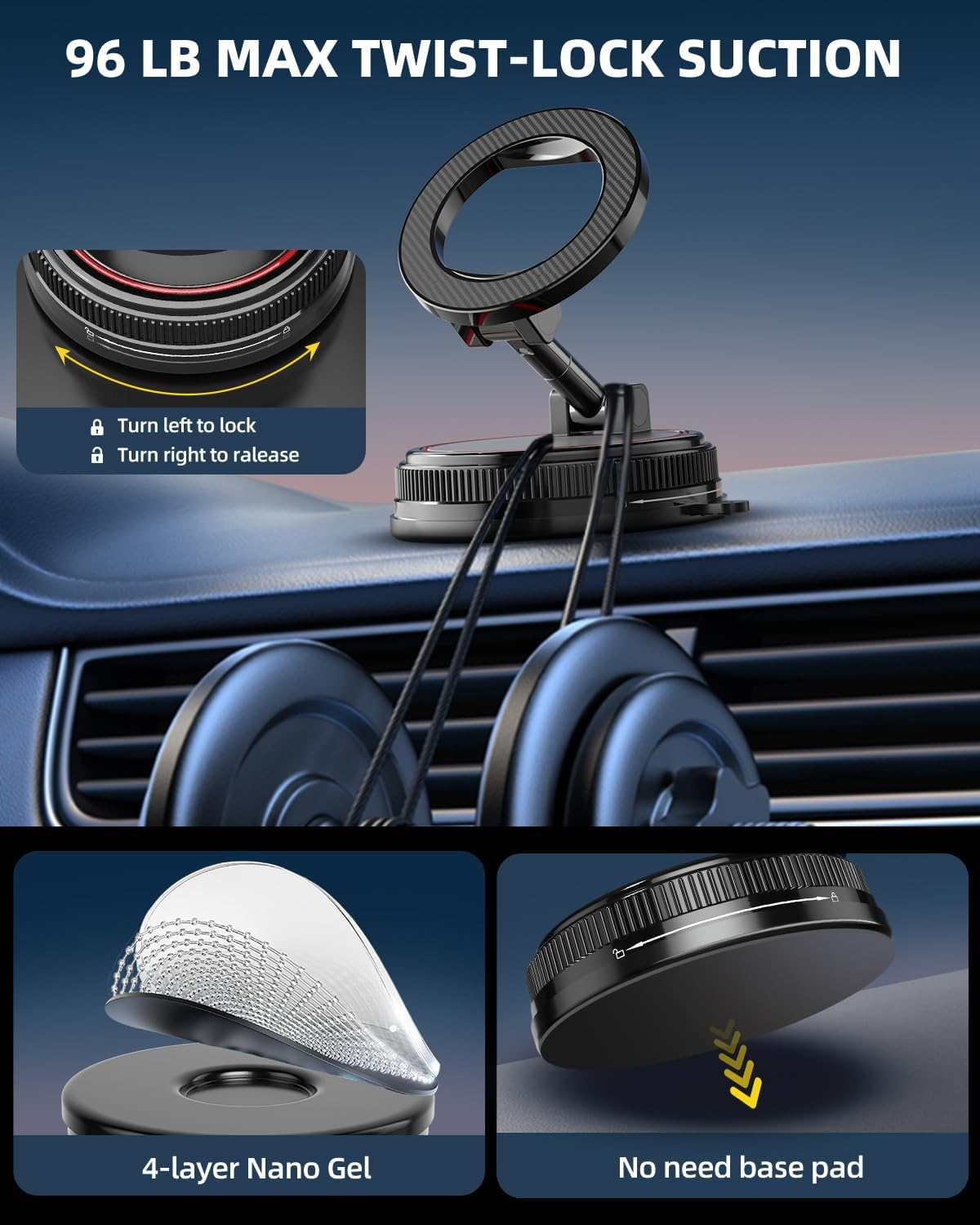 360 Car Phone Mount MagSafe iPhone 17 16 15 14
