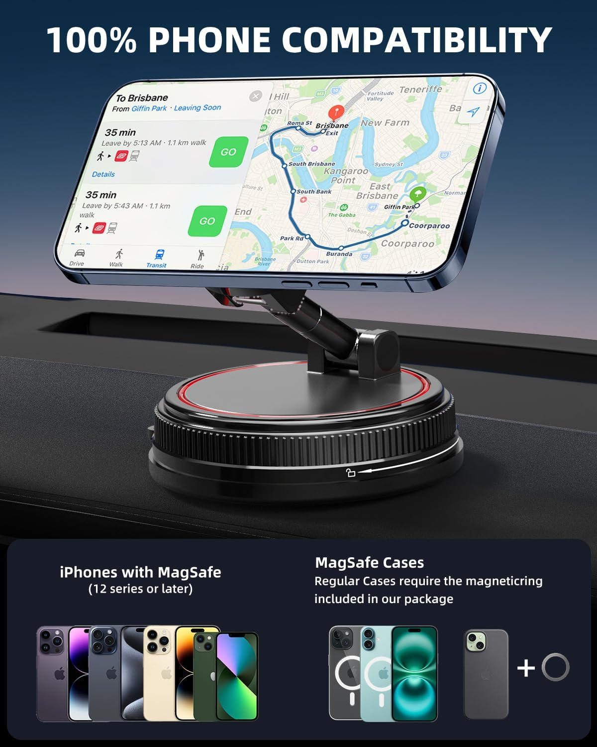 360 Car Phone Mount MagSafe iPhone 17 16 15 14