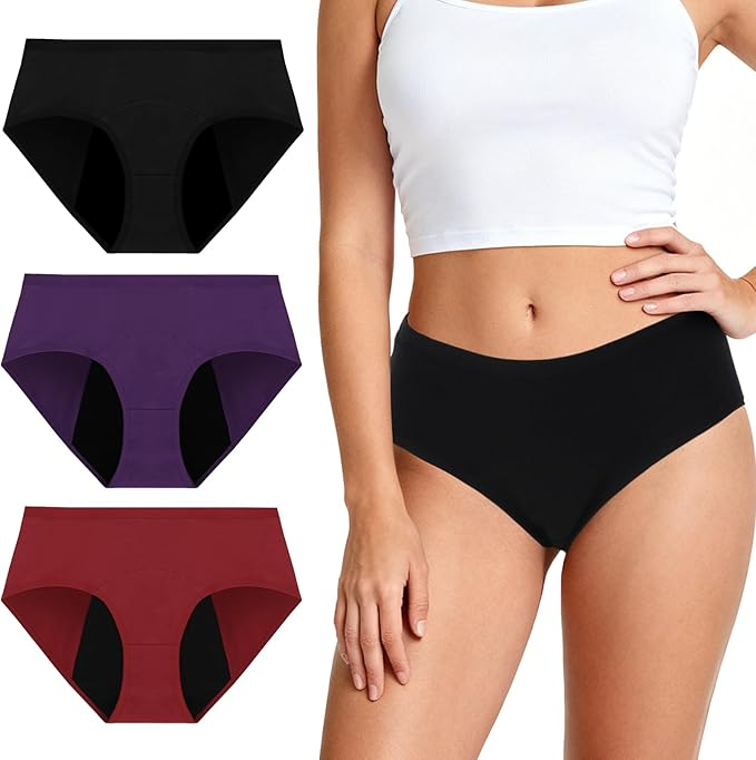 Women Cotton Panties Washable Reusable XL 3 Colors