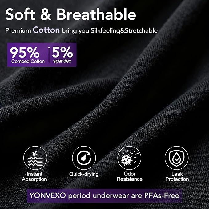 Women Cotton Panties Washable Reusable XL 3 Colors