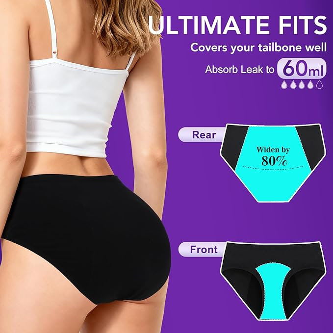 Women Cotton Panties Washable Reusable XL 3 Colors