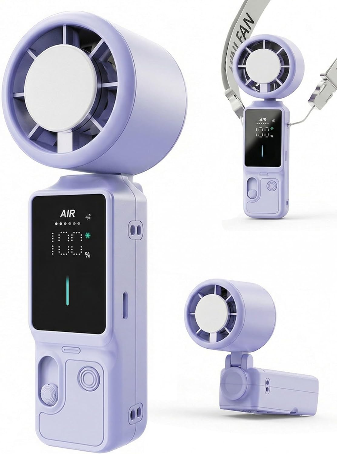 3-in-1 Wearable Handheld Fan 100-Gear Purple