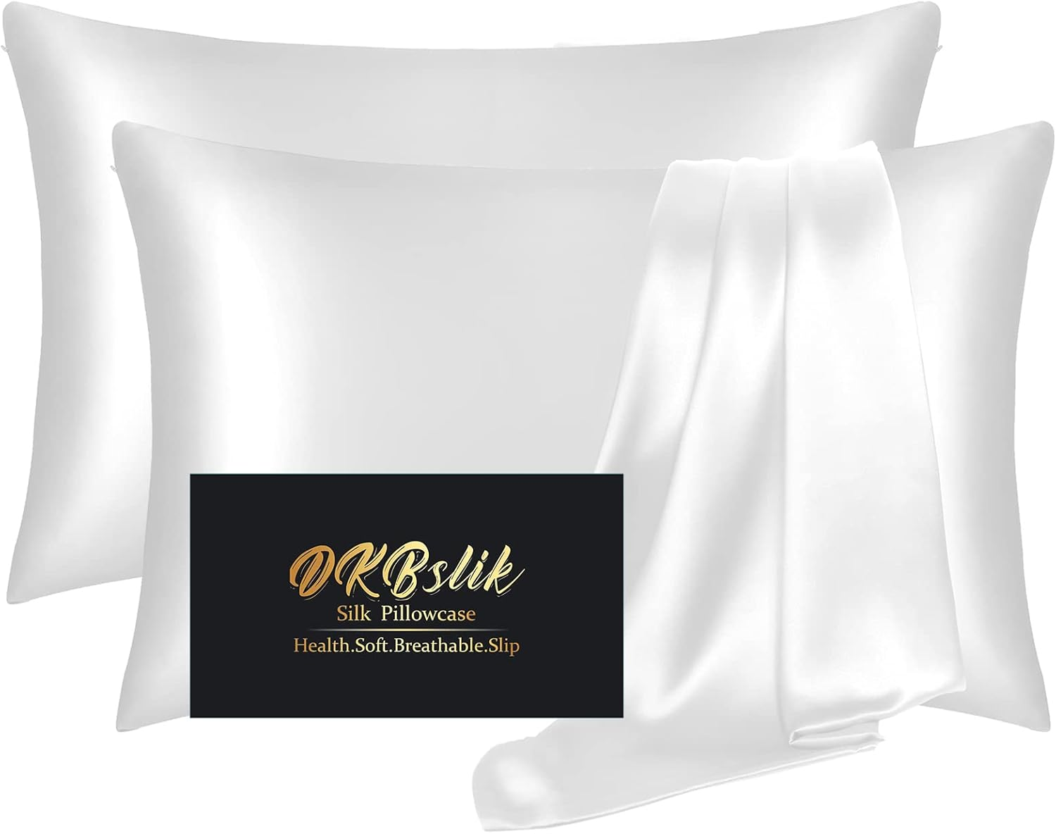 Mulberry Silk Pillowcases 2 Pack Both Sides Zipper White