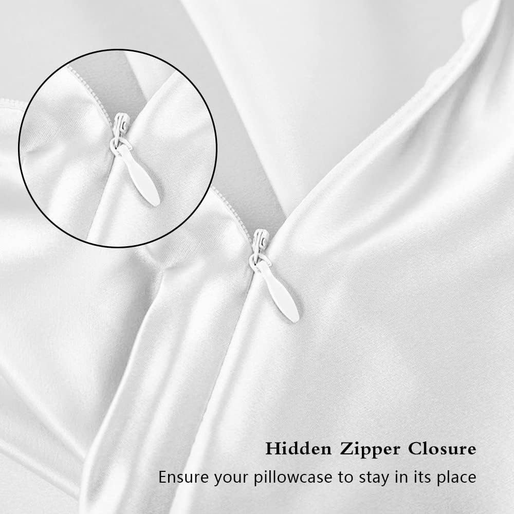 Mulberry Silk Pillowcases 2 Pack Both Sides Zipper White