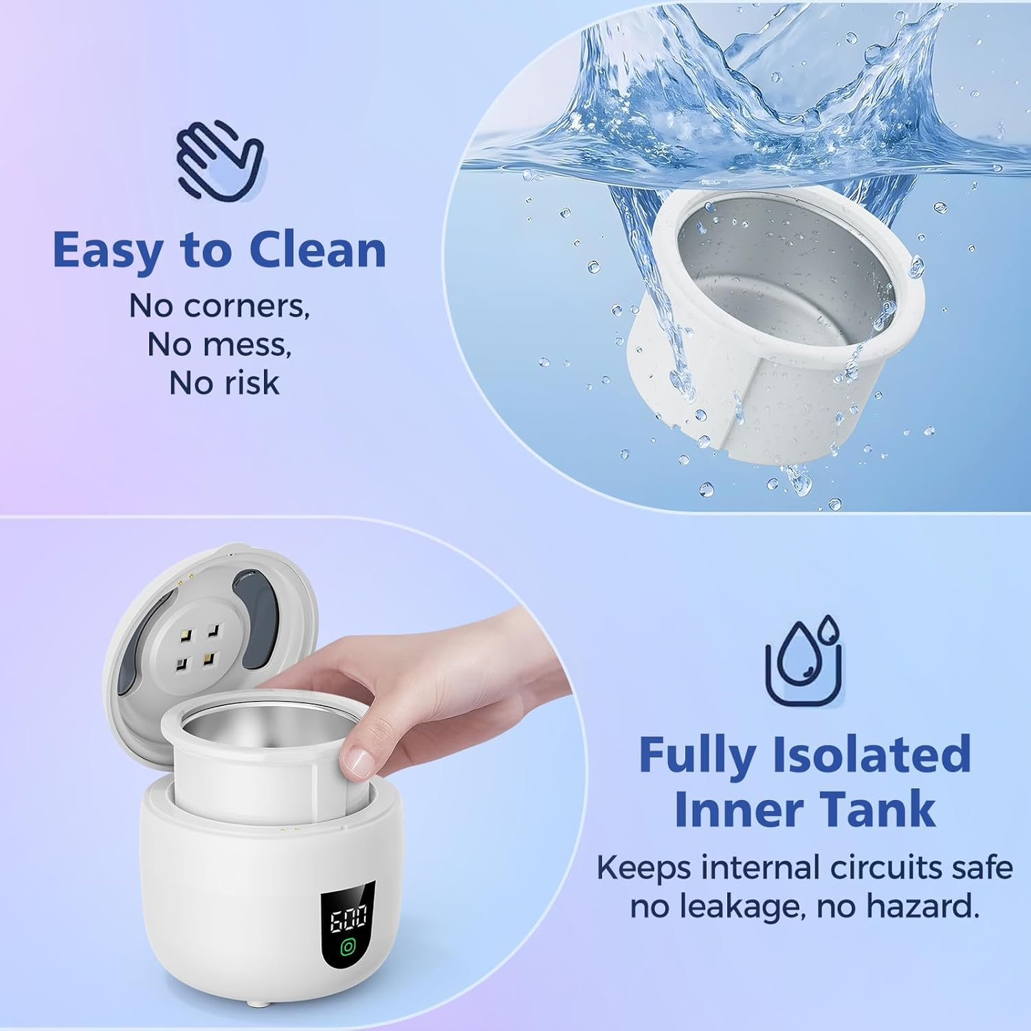 Ultrasonic Retainer Cleaner 45kHz 180ml Waterproof Digital Timer