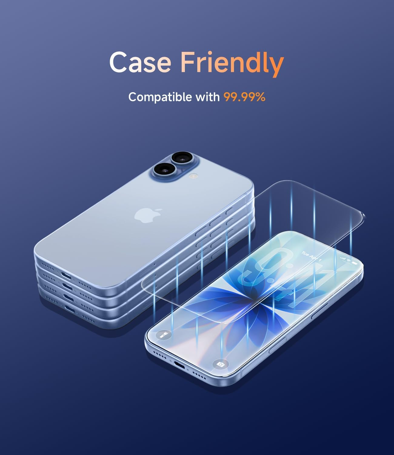 iPhone 17 Screen Protector 9H Tempered Glass 3 Pack HD Clear