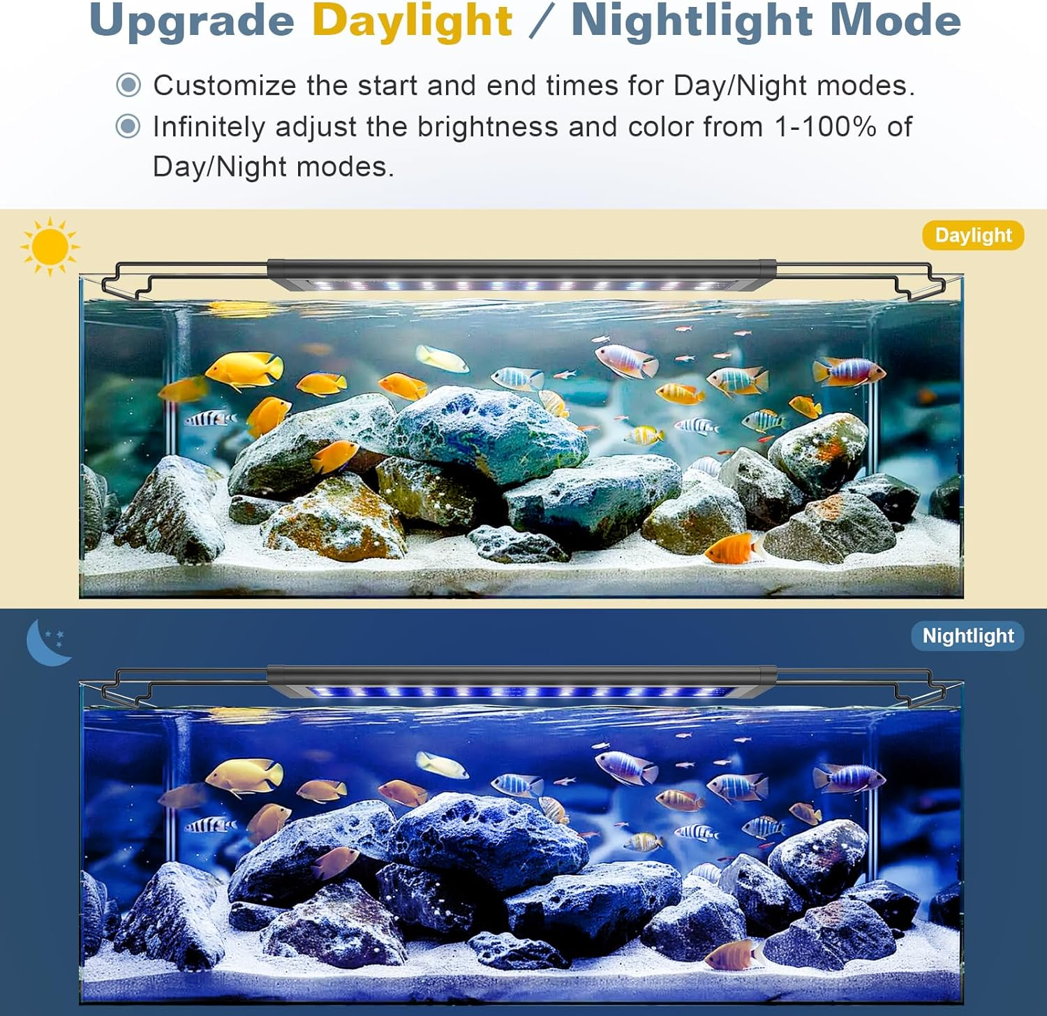 LED Aquarium Light Full Spectrum RGB 12W IP68 Auto Timer