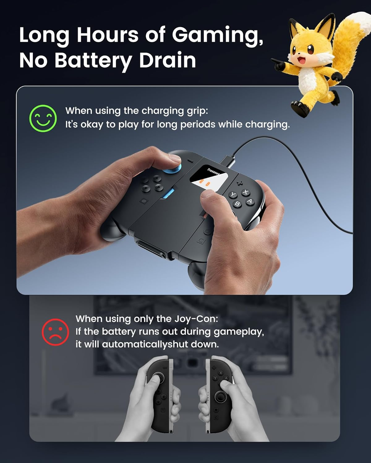 TRANSNOVO Charging Grip Nintendo Switch 2 JoyCons USB-C LED