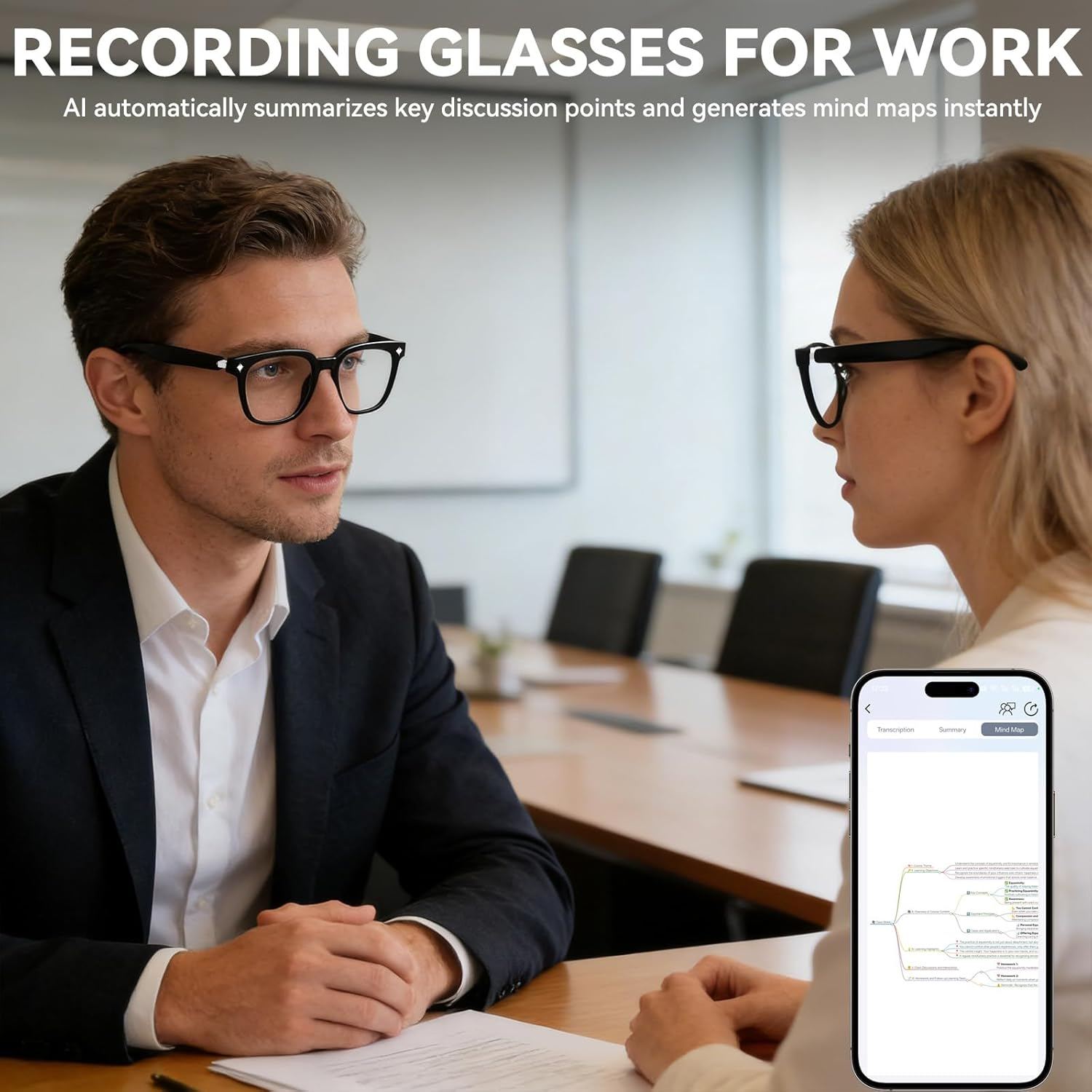AI Smart Glasses Bluetooth Open-Ear Translation 130 Lang 9H