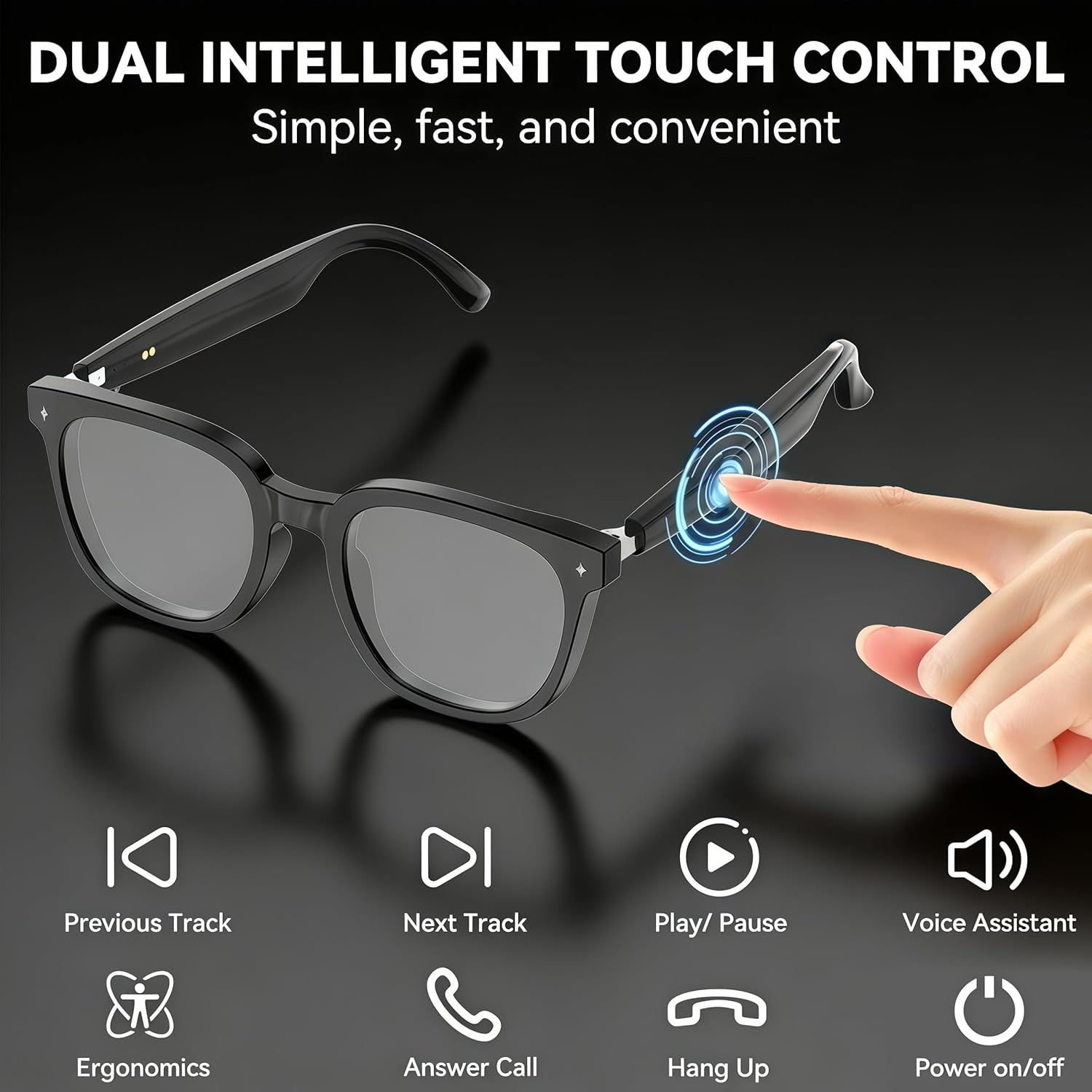 AI Smart Glasses Bluetooth Open-Ear Translation 130 Lang 9H