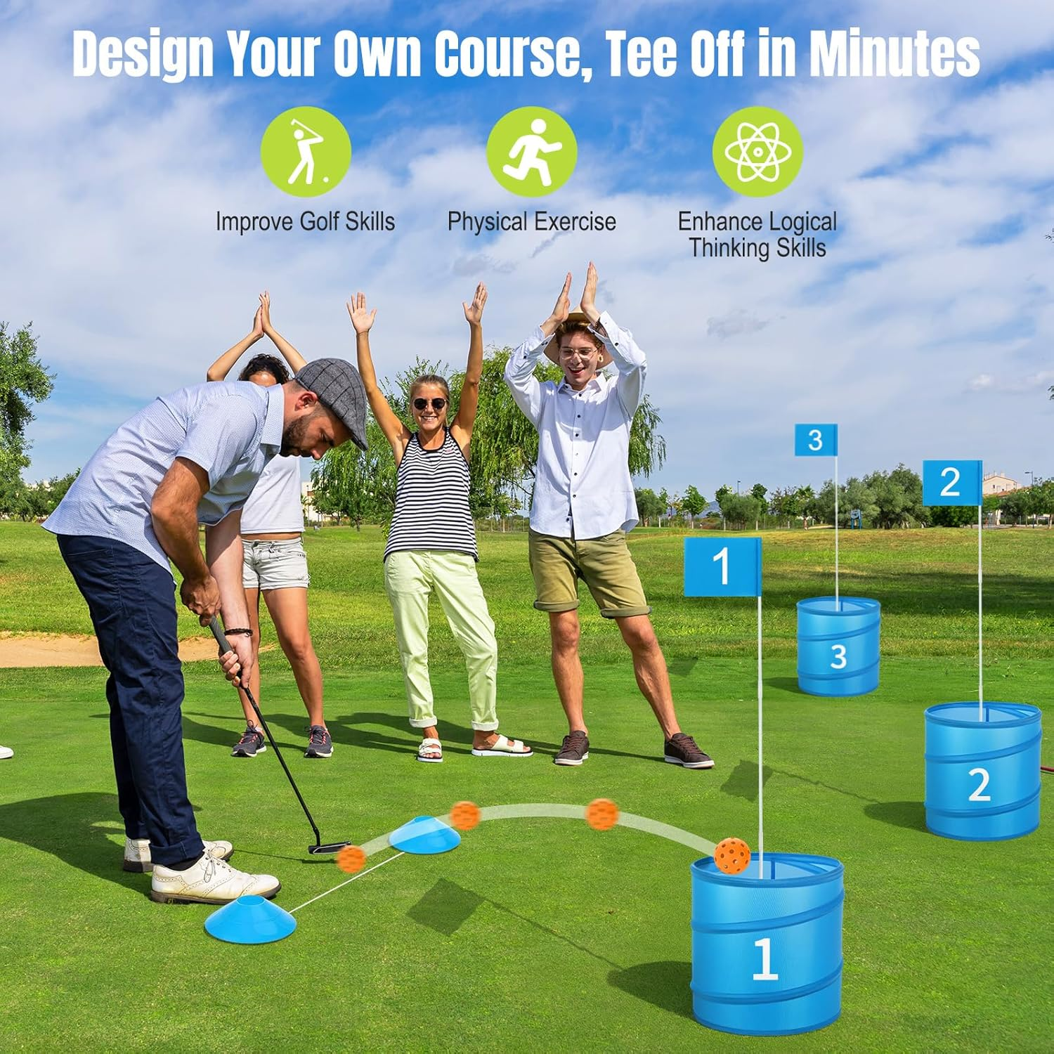 MoKo Backyard Golf Game Portable Family Set Blue