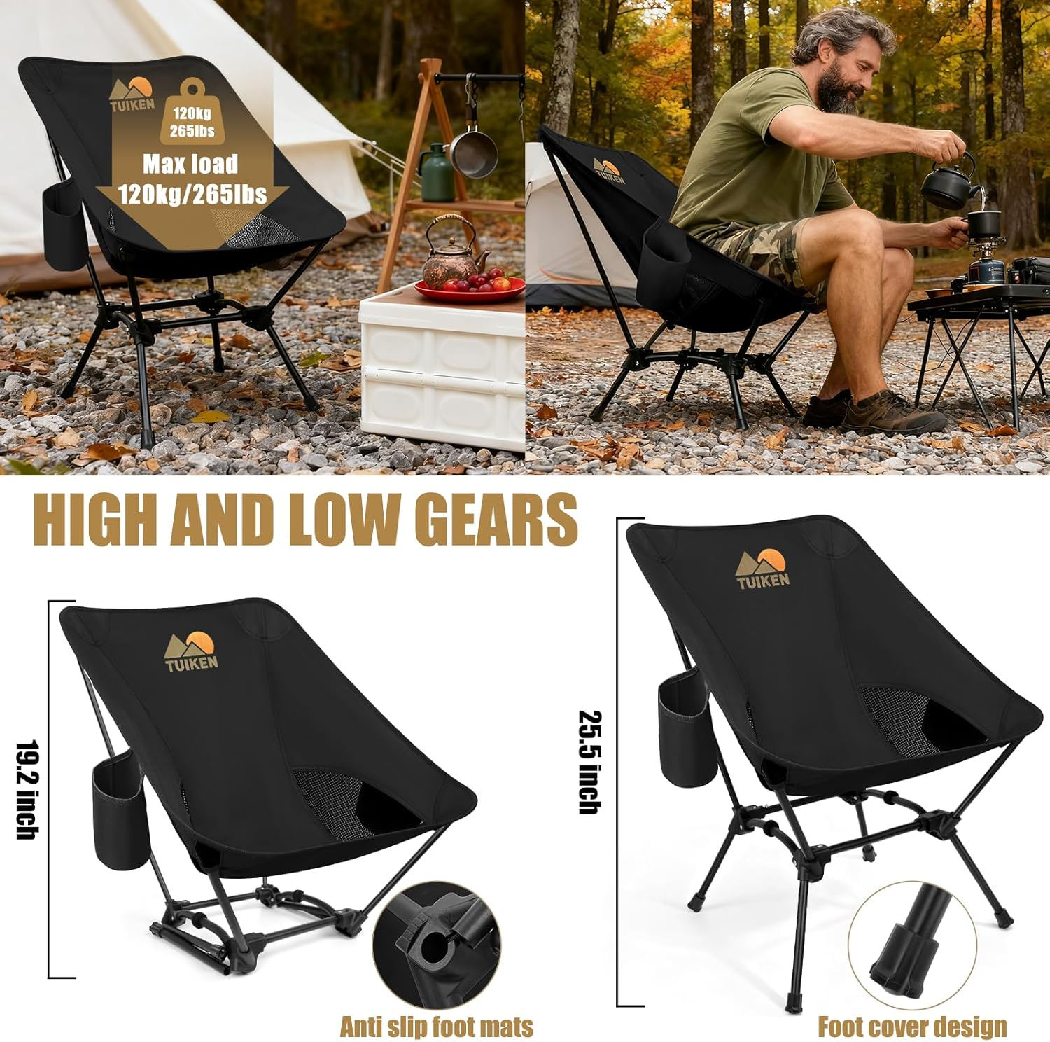 Ultralight Camping Chair with Cup Holder & Storage Bag