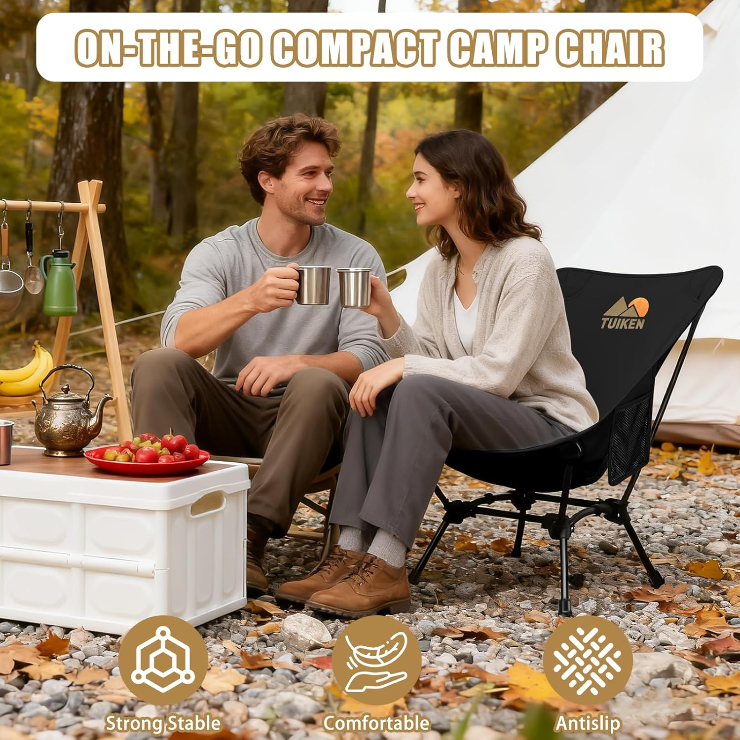 Ultralight Camping Chair with Cup Holder & Storage Bag