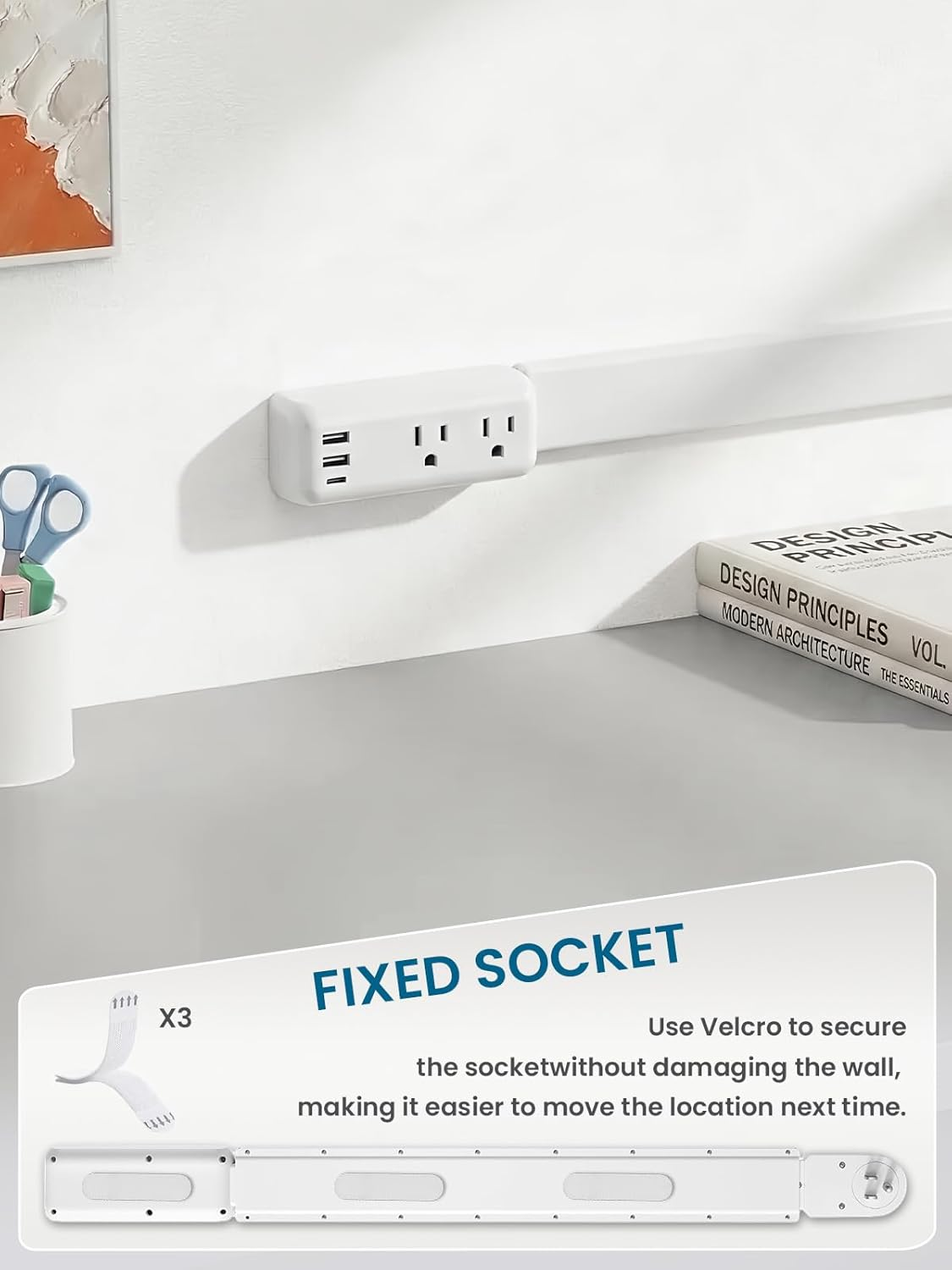 Electrical Outlet Extender 2 USB-A 1 USB-C 2 AC 22-34in
