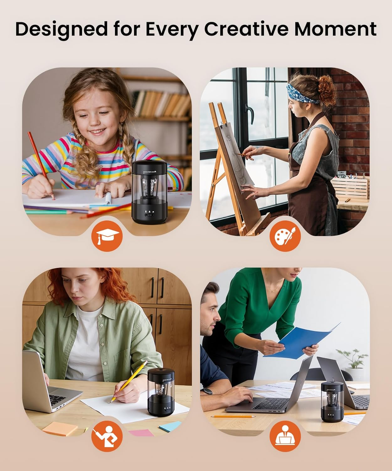 Electric Pencil Sharpener Auto In & Out USB-C Rechargeable