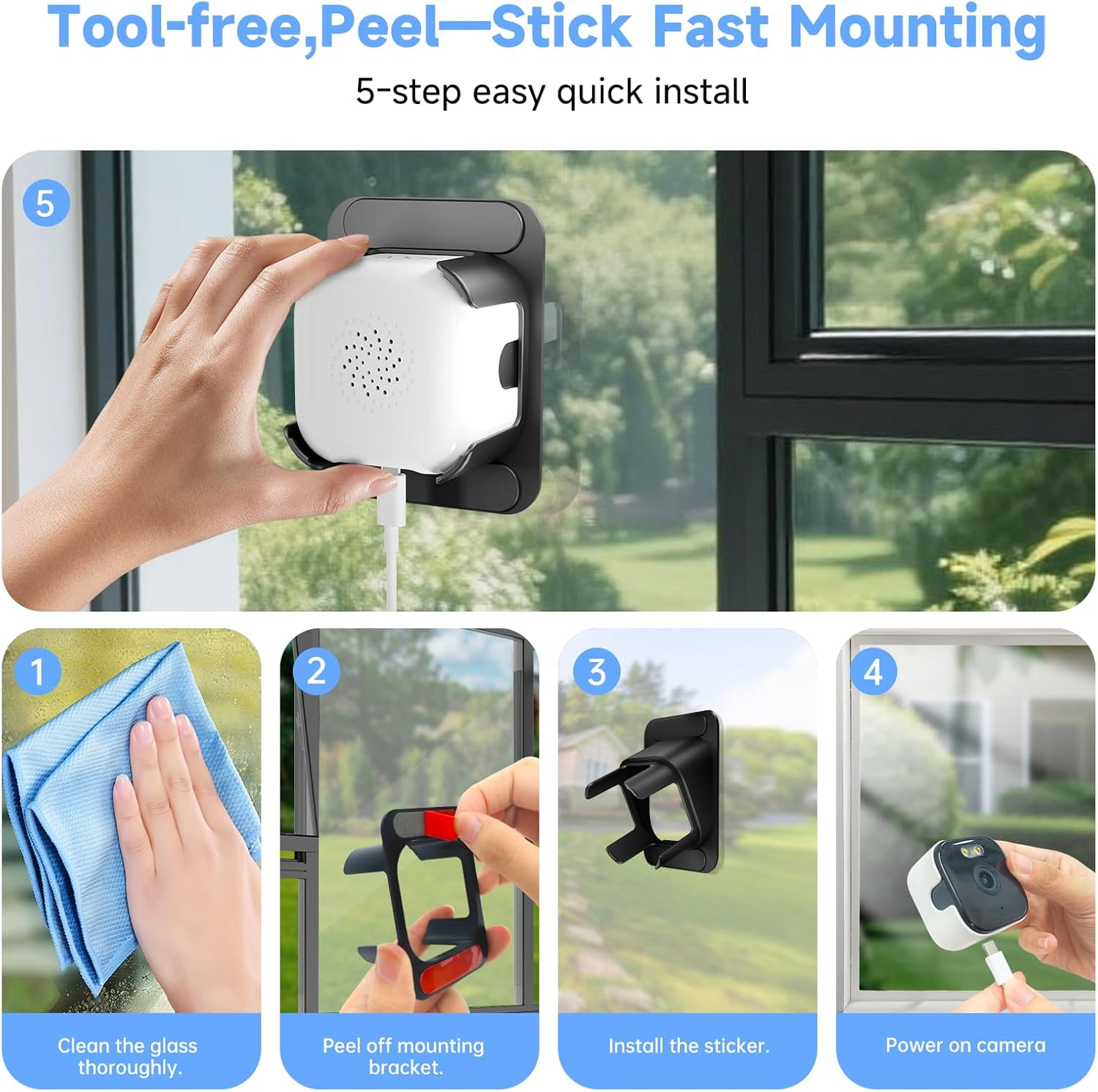 AXB 4K Window Security Camera Dual-Light Color Night Vision