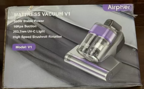 Airpher Bed Vacuum Cleaner Model V1, a powerful handheld device