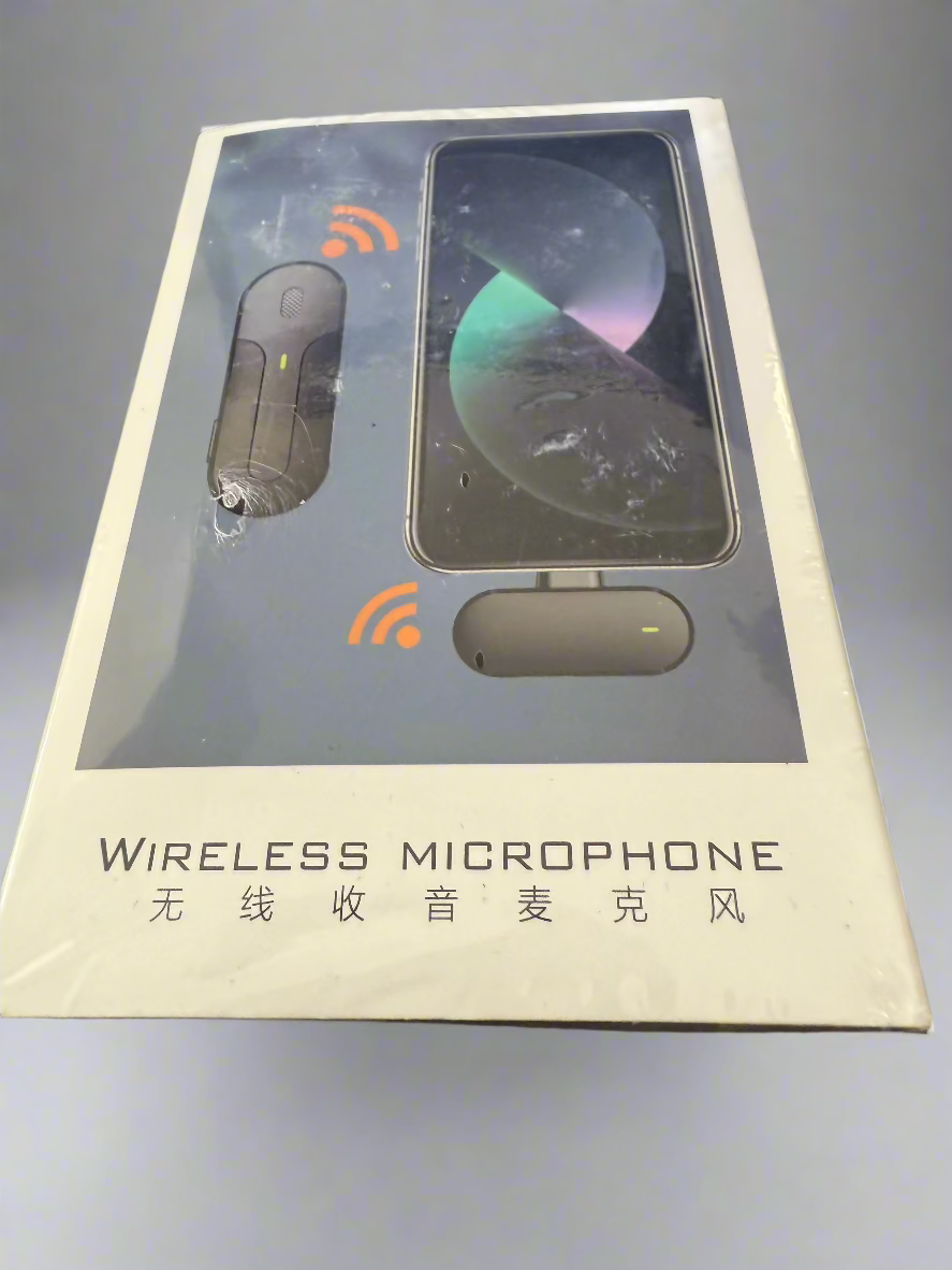 Wireless microphone system, which transmits audio without cables.