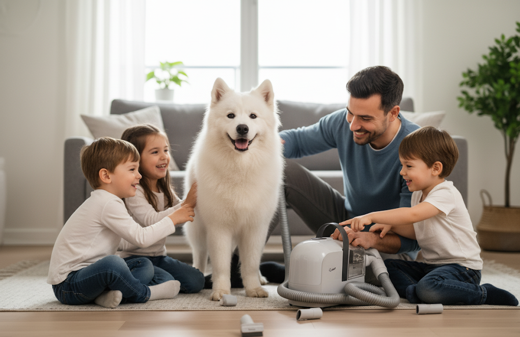 2-in-1 Pet Grooming Vacuum System – Gentle Grooming, Mess-Free Cleanup