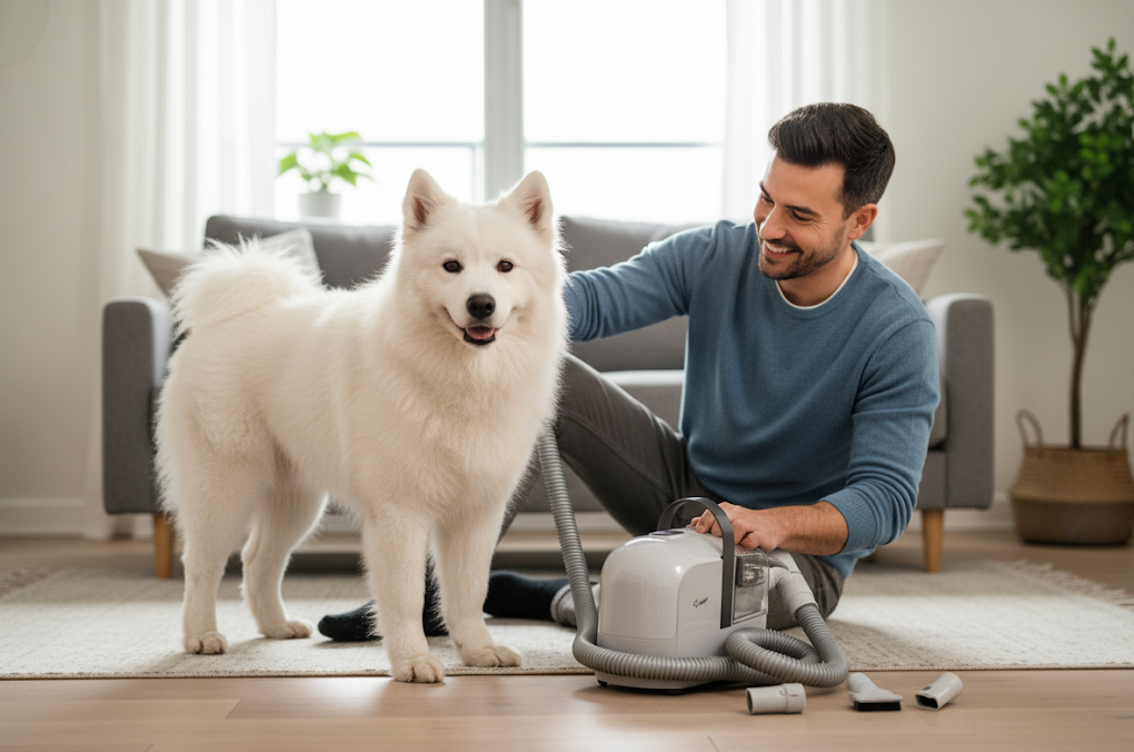 2-in-1 Pet Grooming Vacuum System – Gentle Grooming, Mess-Free Cleanup