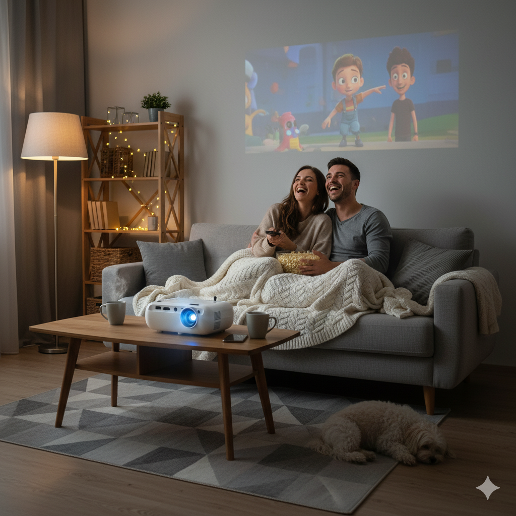 Compact Mini Projector – Portable HD Display with HDMI, USB, AV, Type-C