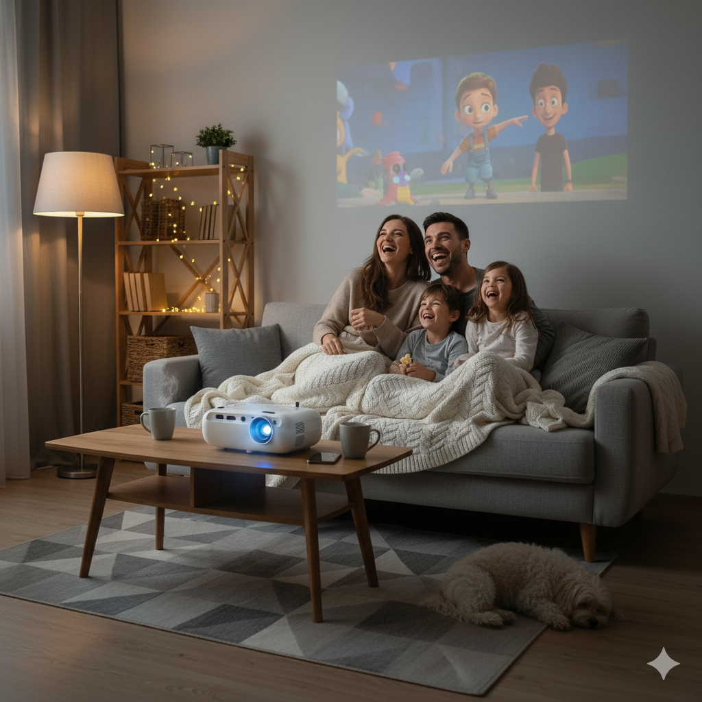 Compact Mini Projector – Portable HD Display with HDMI, USB, AV, Type-C