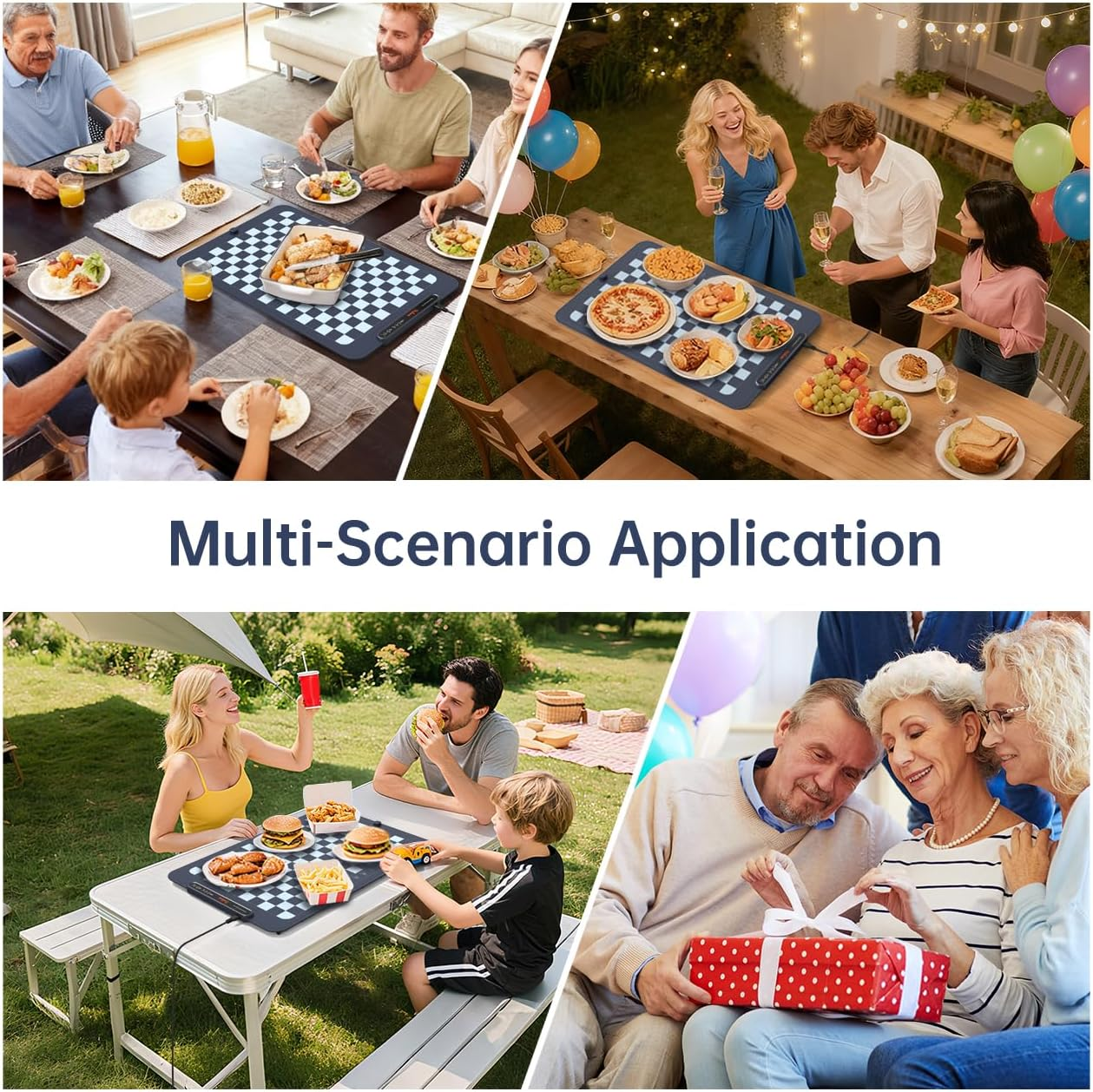 Mat for Food - Electric Warming Tray with 3 Temperature Levels & Auto Shut-Off