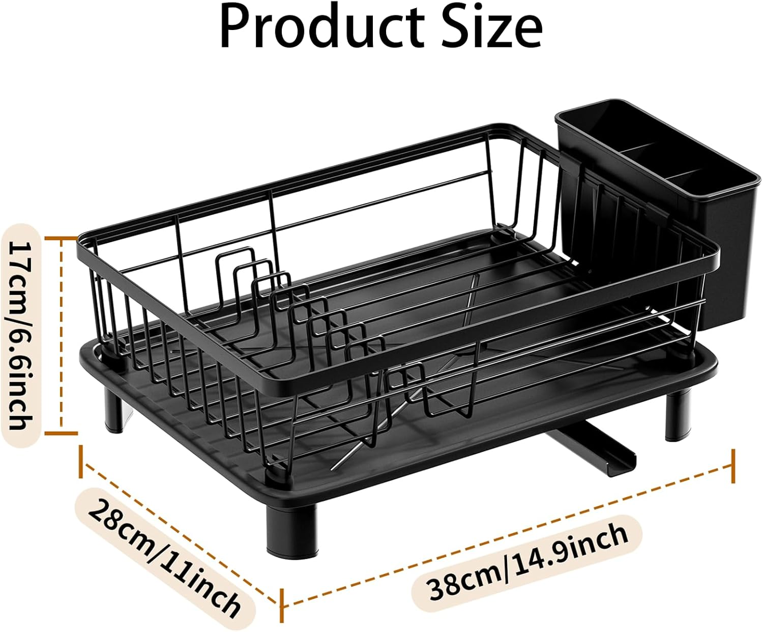Stainless Steel Dish Drying Rack - Kitchen Counter & Sink Organizer with Utensil Holder