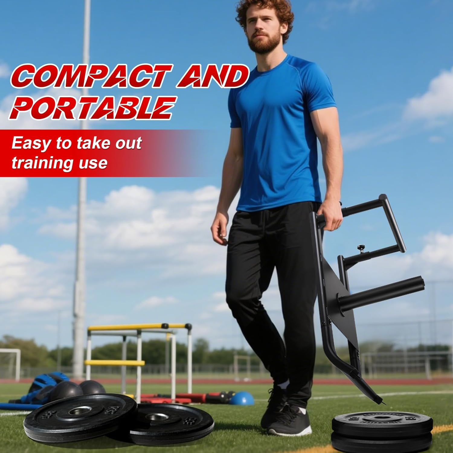 GADFISH Weighted Workout Sled - Push Pull Training Equipment for Adults & Kids | 1" & 2" Weight Plate Compatible