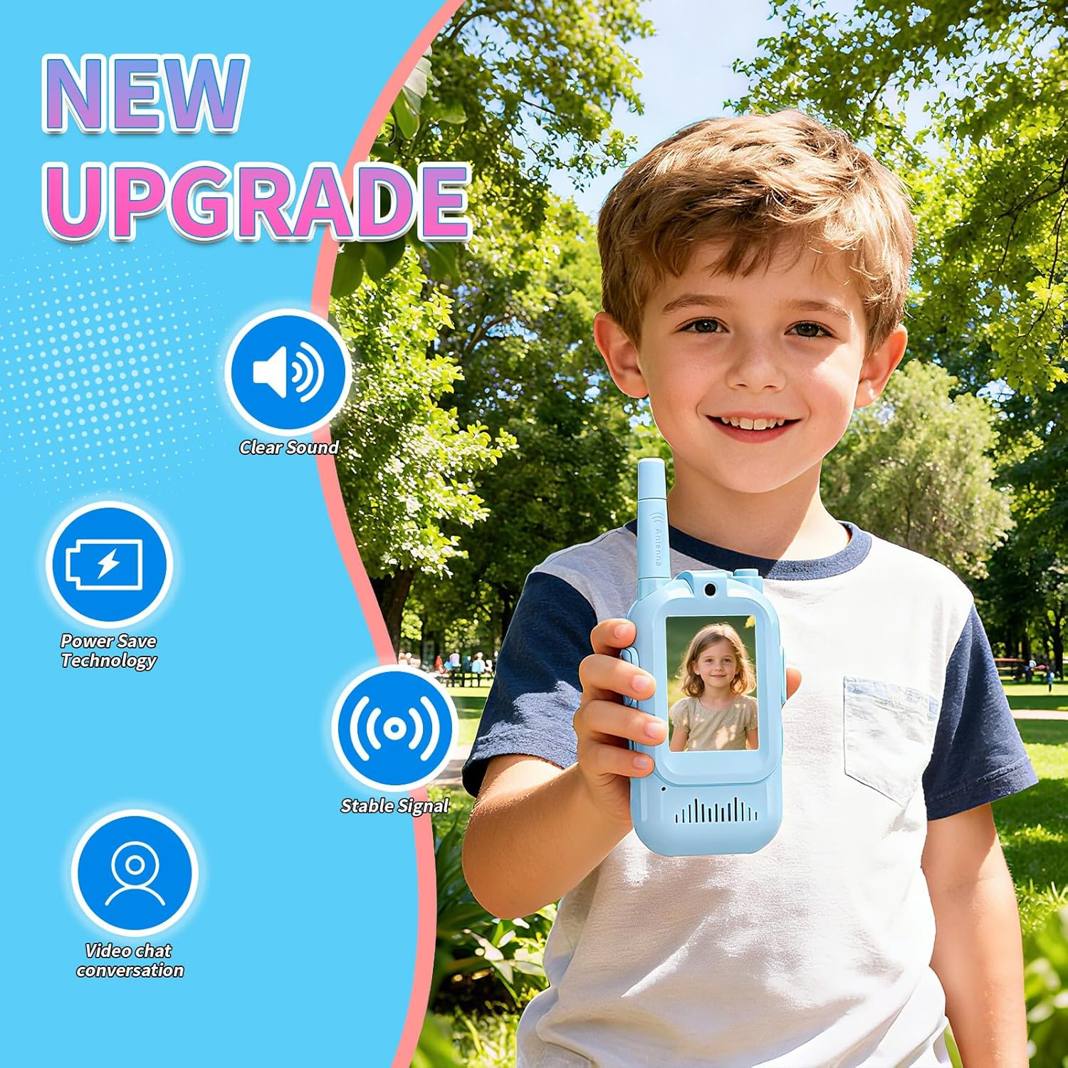 Kids Video Walkie Talkies with Camera - 150M Range, USB-C Charging, Wireless Intercom for Outdoor Play
