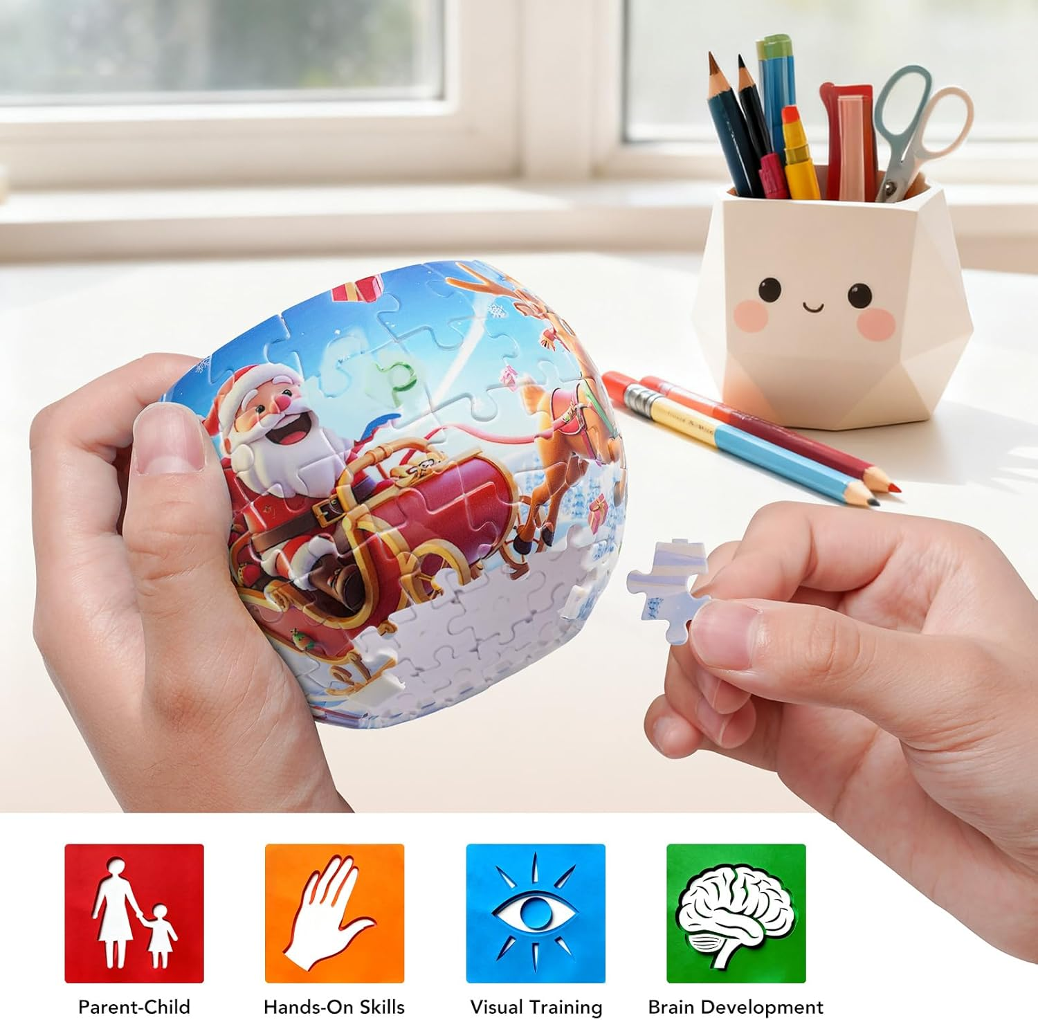 3D Puzzle Flower Pot - Small Cactus Planter for Succulents, Creative Gift for Plant Lovers & Kids