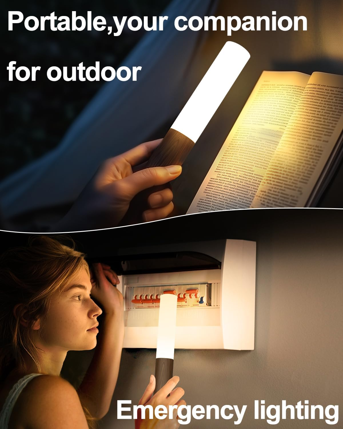 Battery Operated Motion Sensor Night Lights - 2200mAh Rechargeable Magnetic Wall Sconces, Wireless LED Stairway & Hallway Lights, Wooden Design