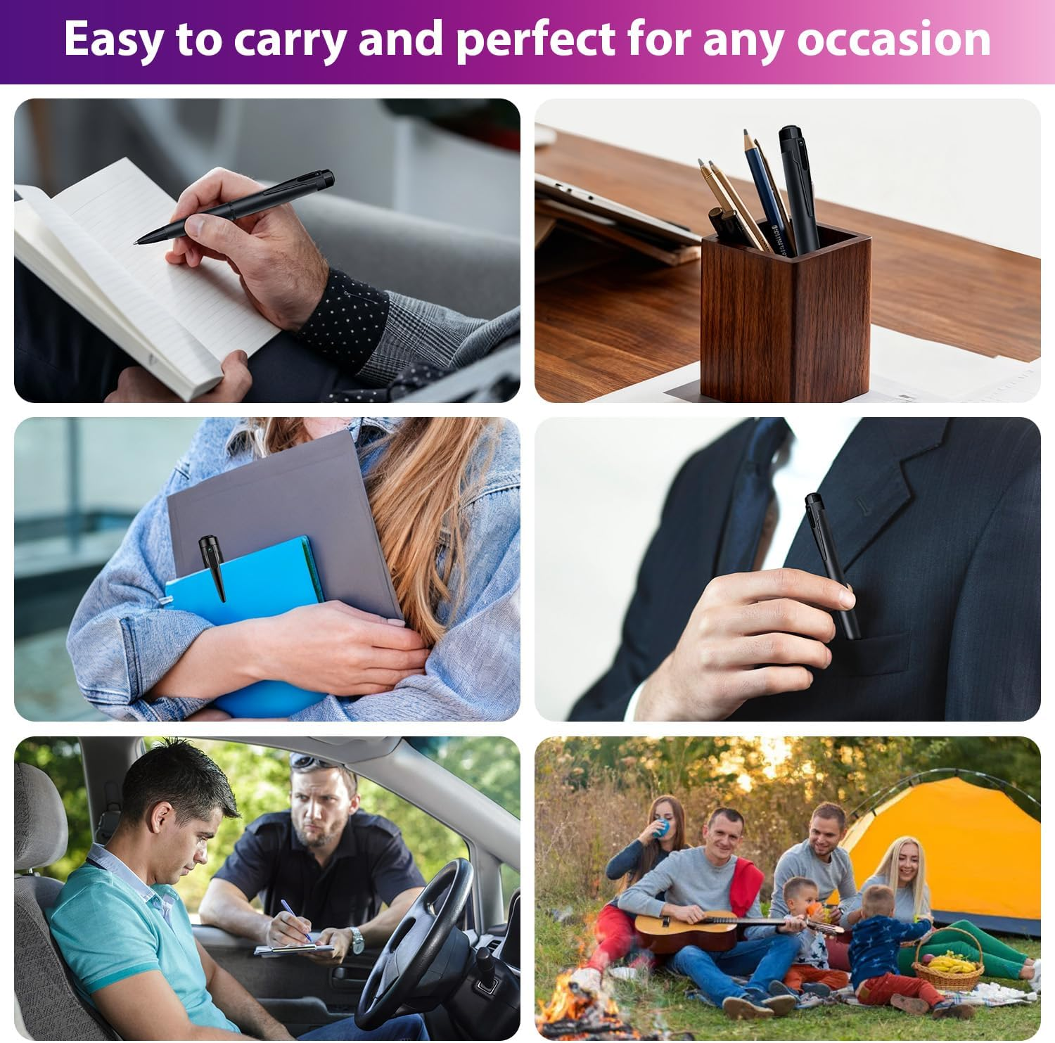 64GB Body Camera Pen 1080P HD - Discreet Wearable Video Recorder with Picture Taking, Surveillance Cam for Indoor & Outdoor Security