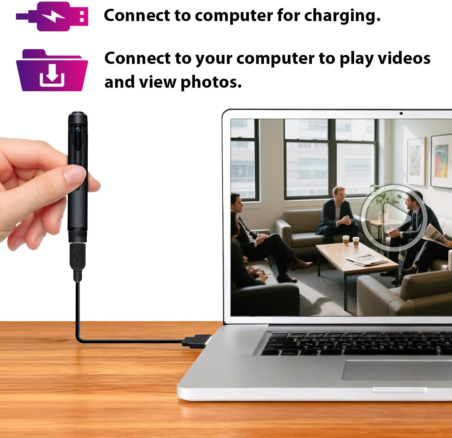 64GB Body Camera Pen 1080P HD - Discreet Wearable Video Recorder with Picture Taking, Surveillance Cam for Indoor & Outdoor Security