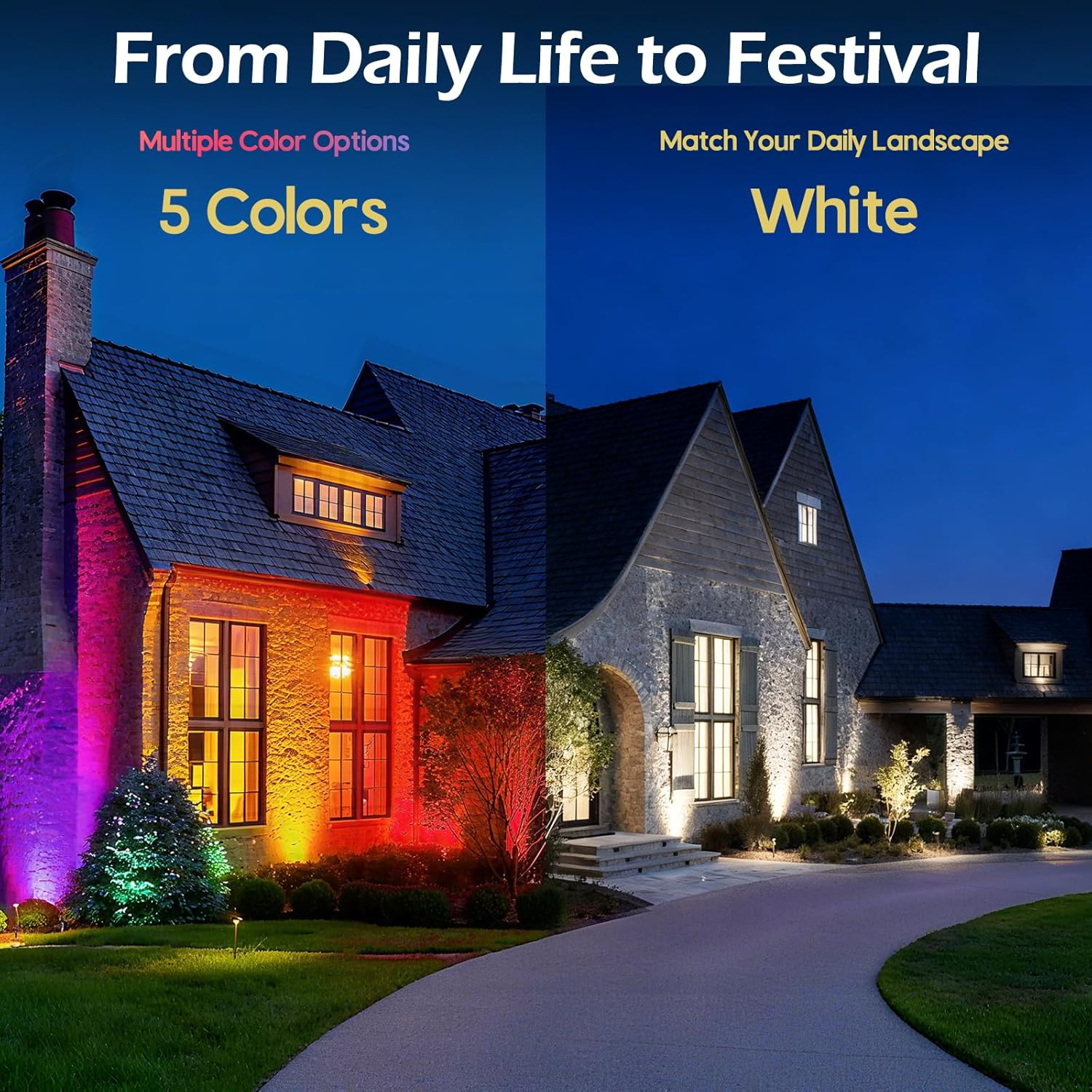 Christmas Spotlights Outdoor,120V Plug-in Halloween Spot Lights with Timer Remote Control,6000K Landscape Lighting with 5 Color Lenses