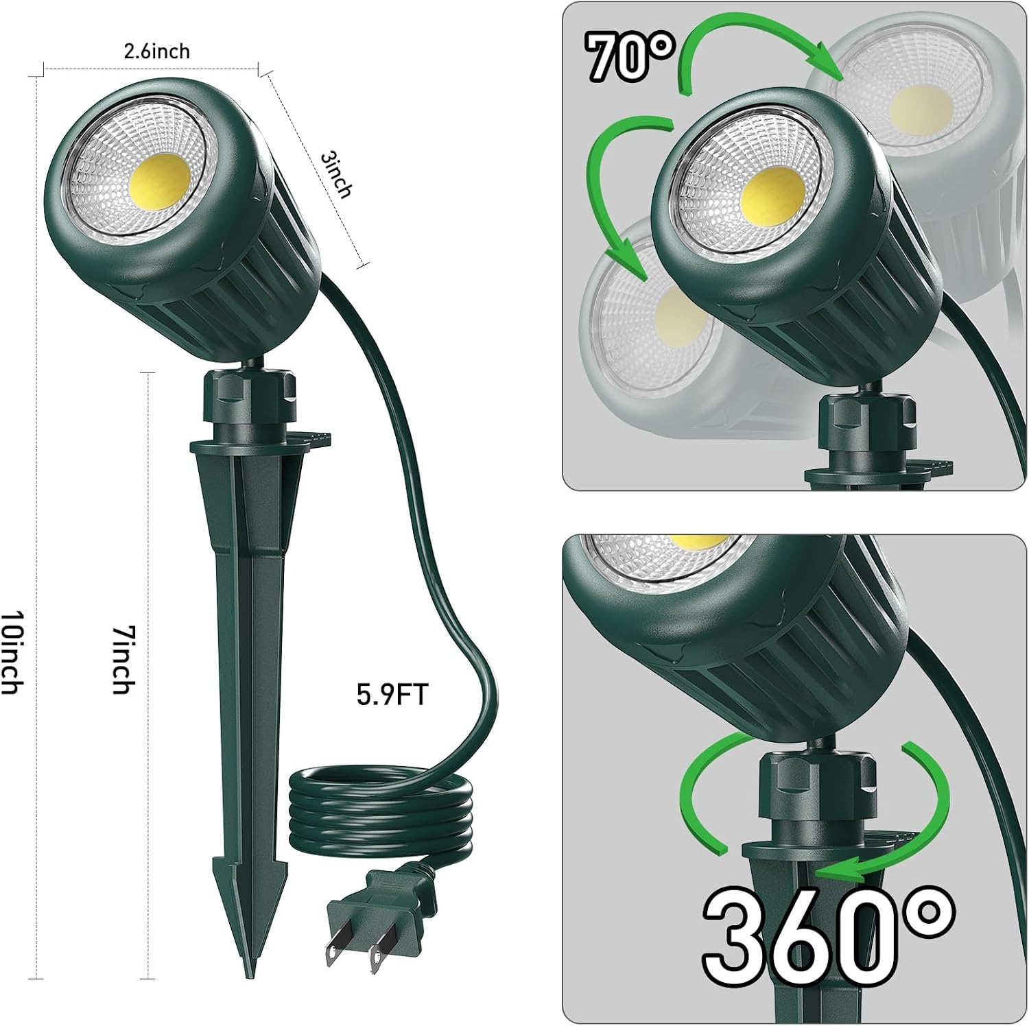 Christmas Spotlights Outdoor,120V Plug-in Halloween Spot Lights with Timer Remote Control,6000K Landscape Lighting with 5 Color Lenses