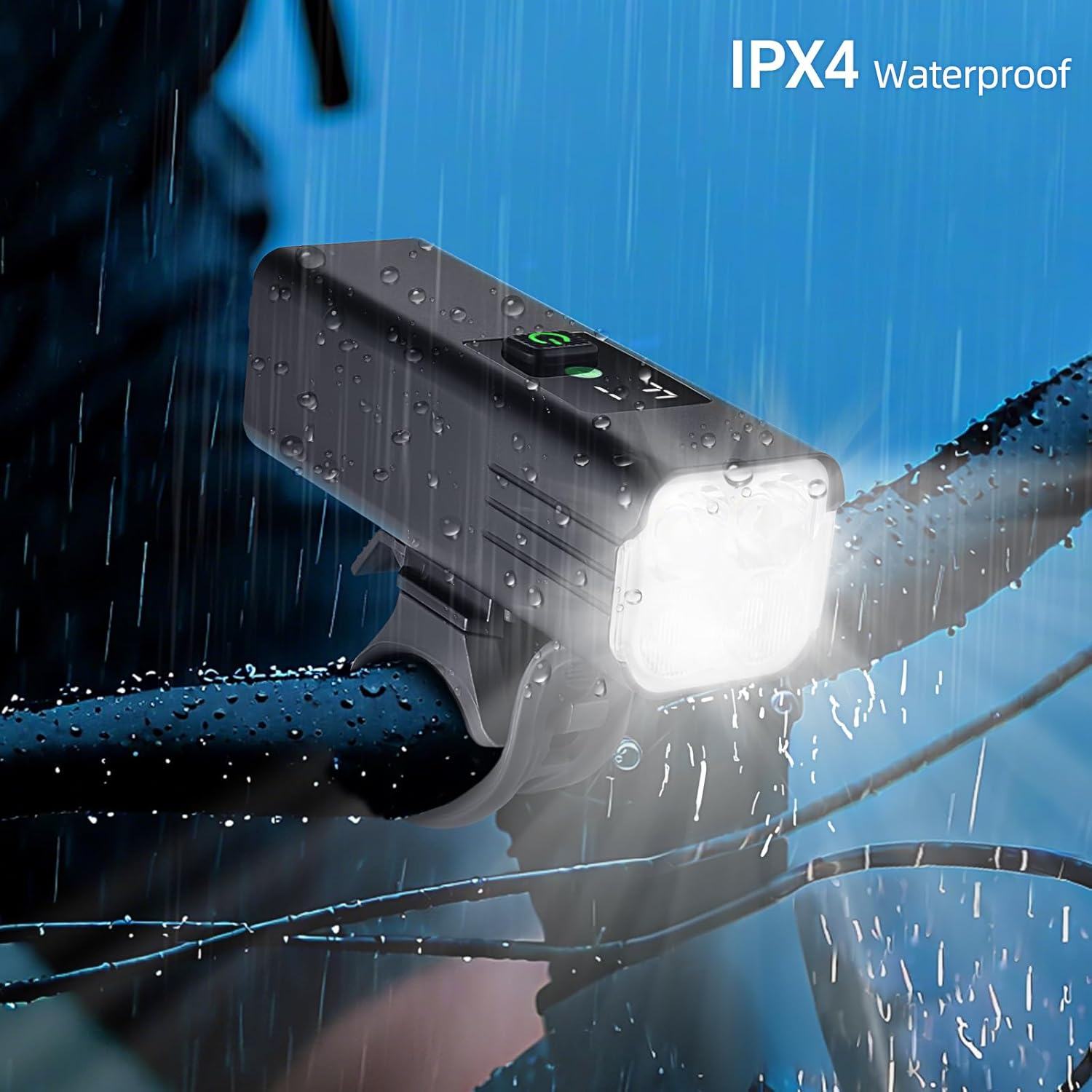 USB Rechargeable Bike Light 1800 Lumens - 4000mAh Battery with Power Bank, 5 Light Modes, Waterproof Bicycle Headlight for Road & Mountain Cycling